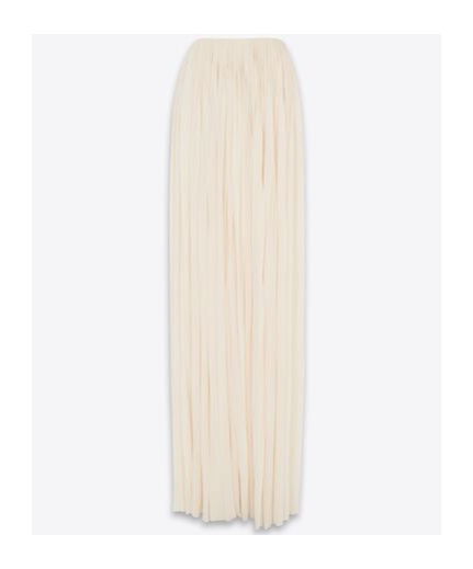 Saint Laurent Women Pleated Viscose Long Skirt In White