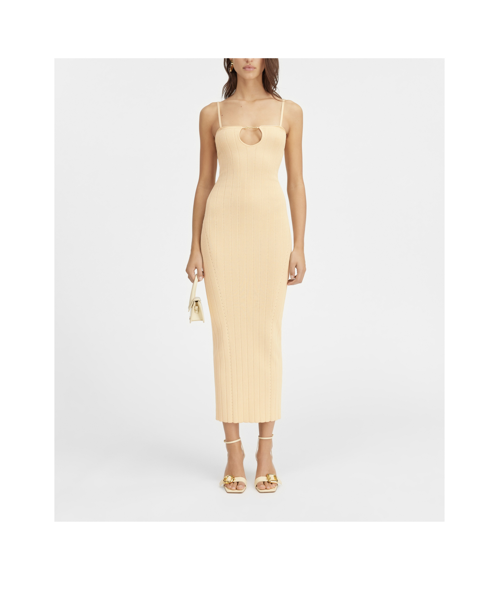 Jacquemus Womens Croco Beige La Robe Crayon Croco-pattern Cotton-woven Maxi Dress In Nude