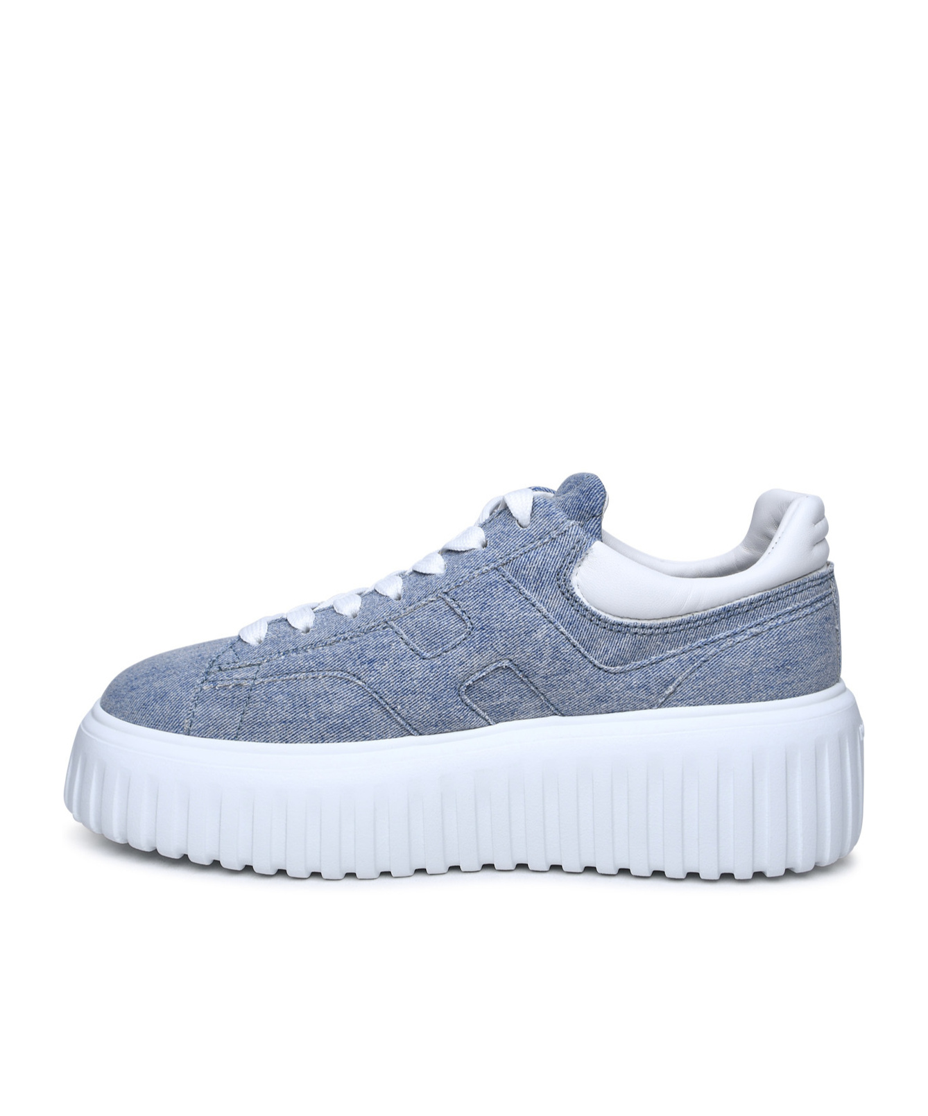 Hogan Logo-patch Denim Platform Sneakers In White