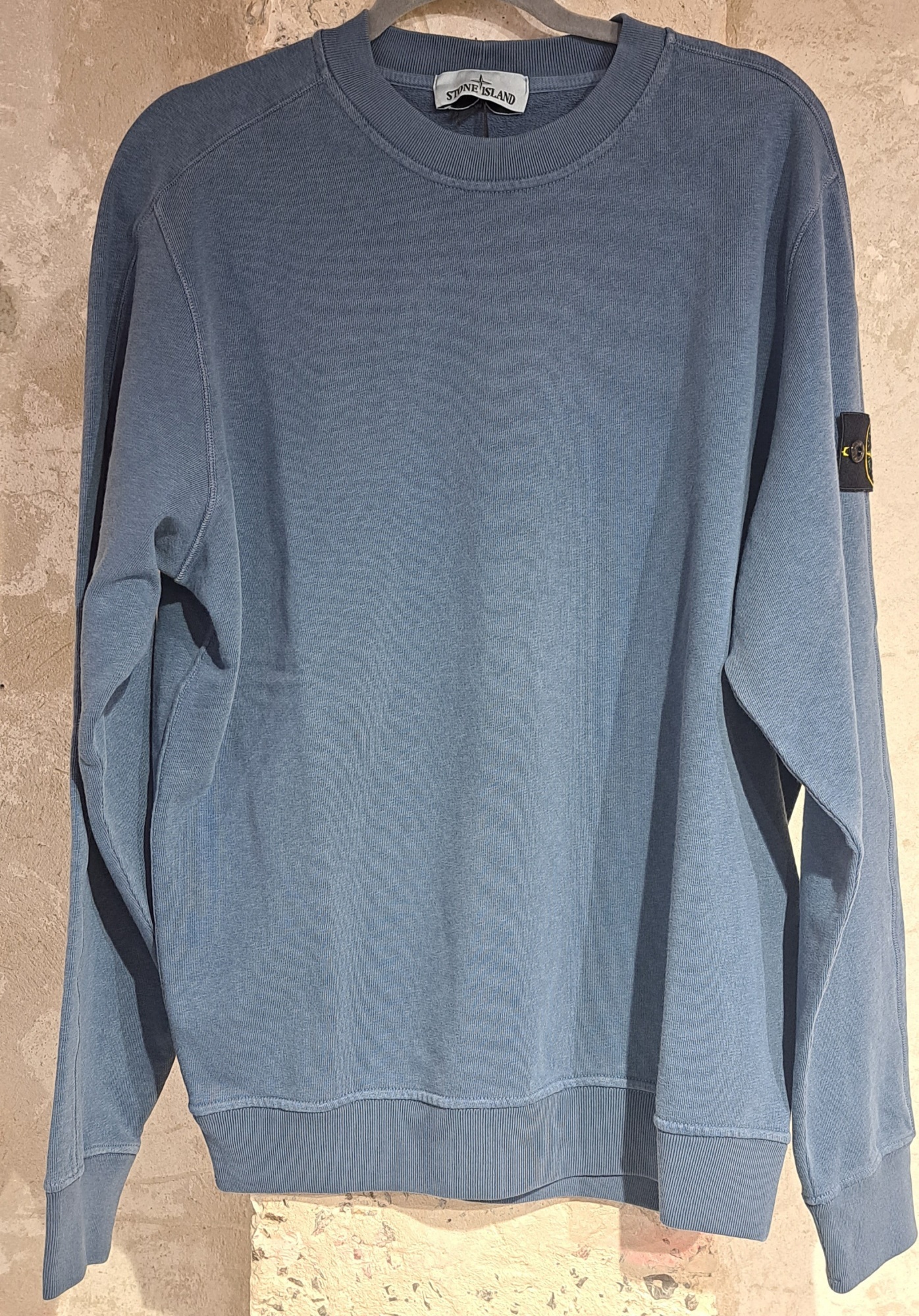 Stone Island Compass-badge Cotton Sweatshirt In Blue