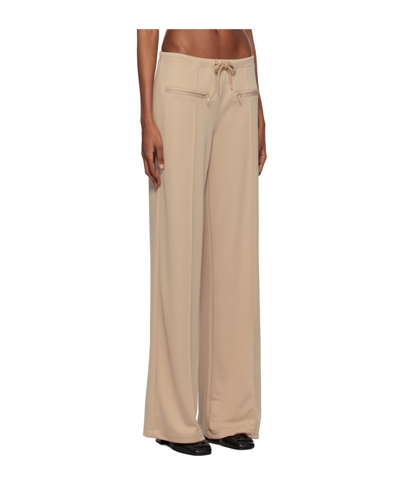 Courrèges Logo-patch Ribbed Trousers In Nude