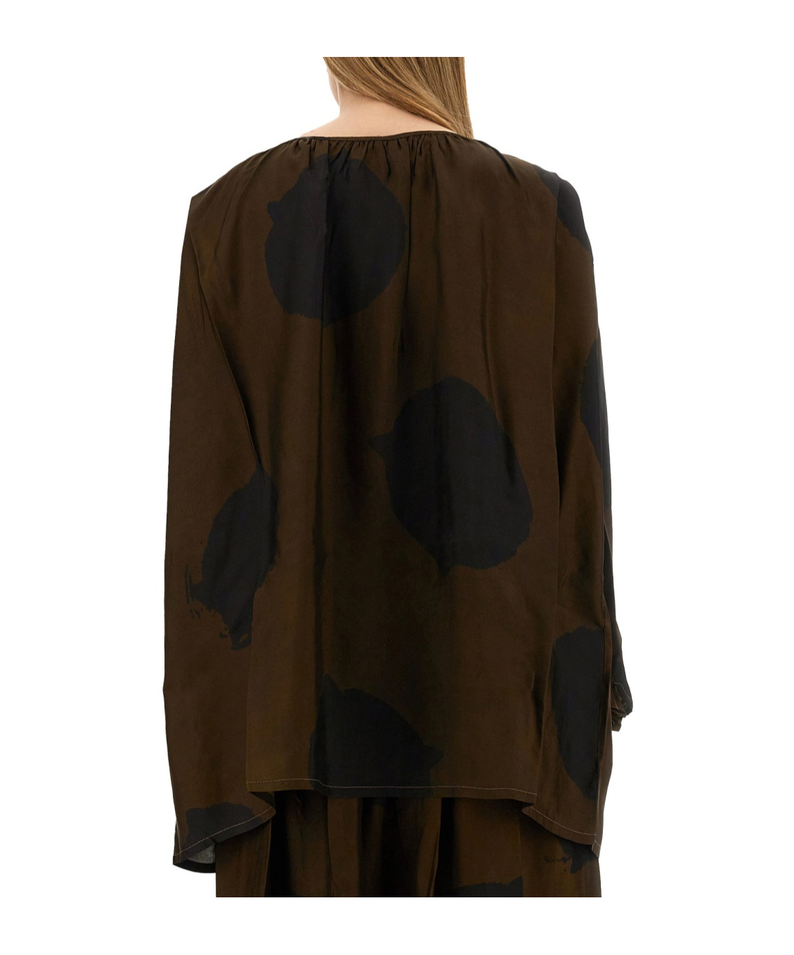 Uma Wang Tammy Abstract-print Blouse In Brown