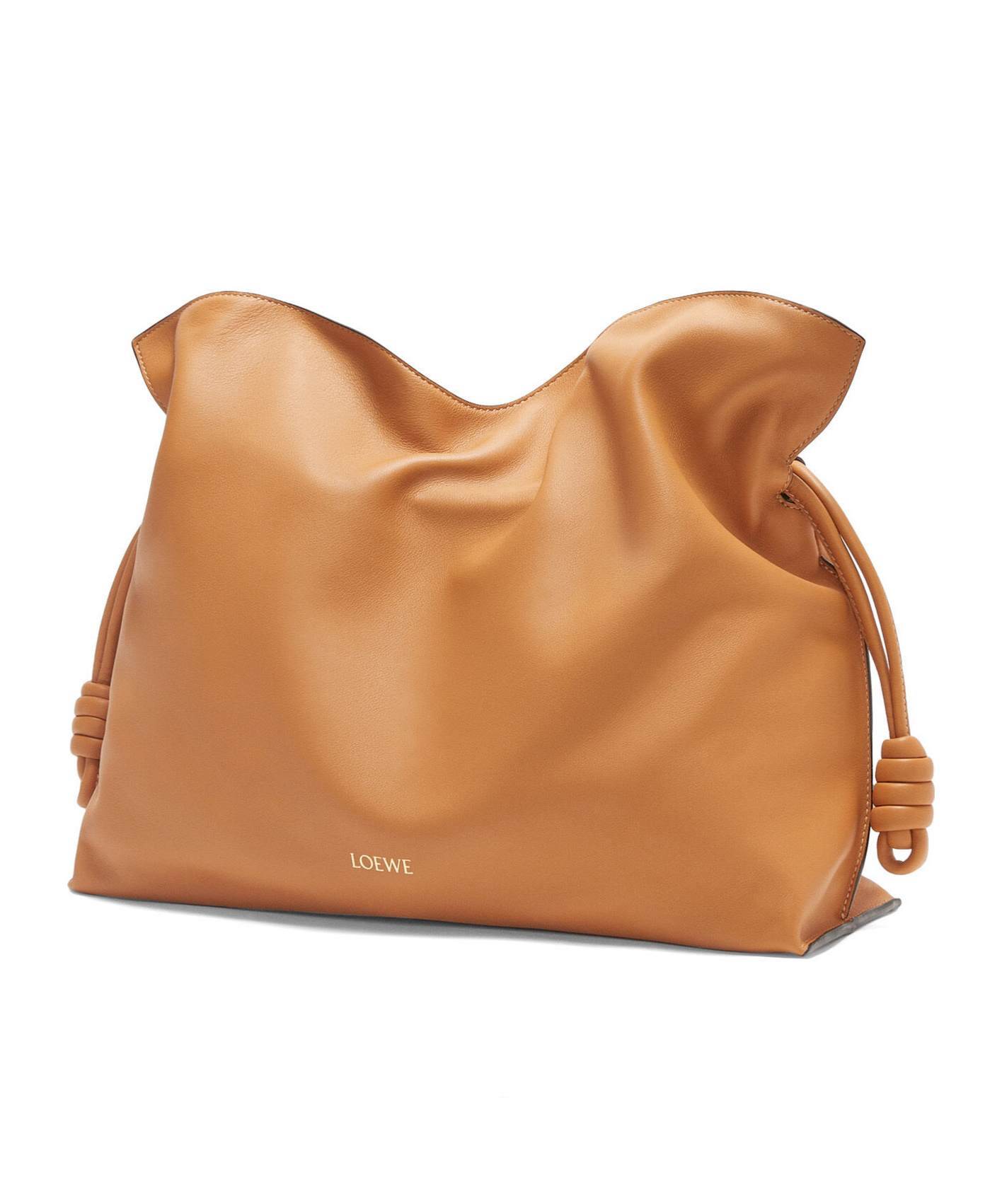 Loewe Large Flamenco Knot Leather Clutch In Brown