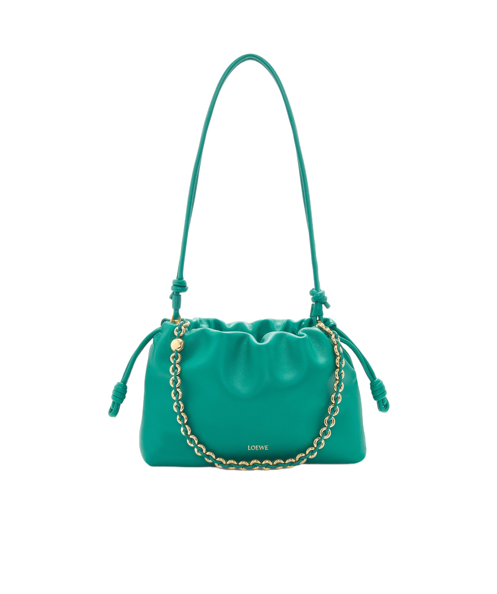 Loewe Flamenco Medium Pleated Shoulder Bag In Green