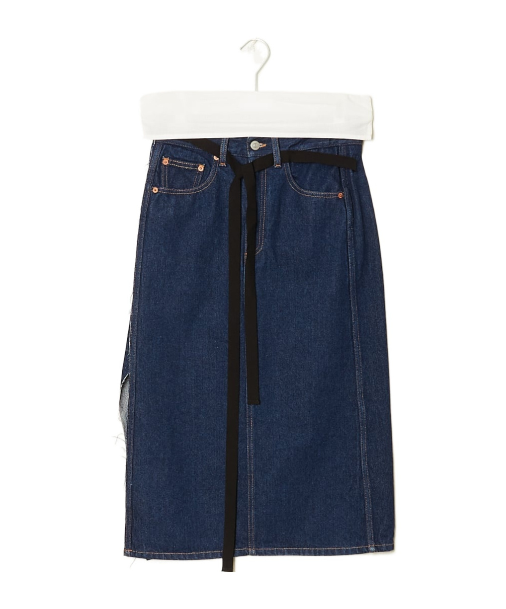 MM6 MAISON MARGIELA DENIM WRAP MIDI SKIRT