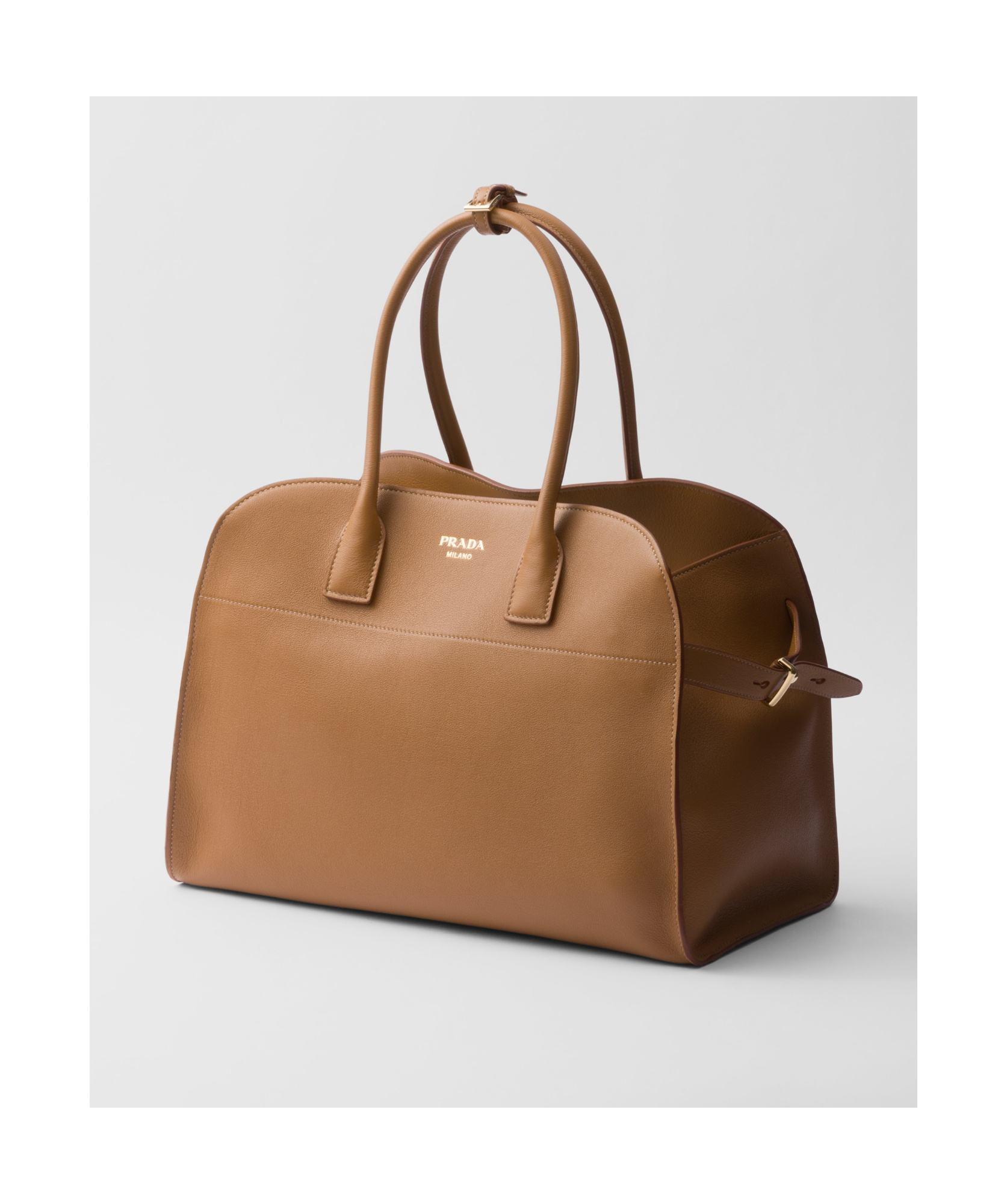 Prada Logo-lettering Leather Tote Bag In Brown