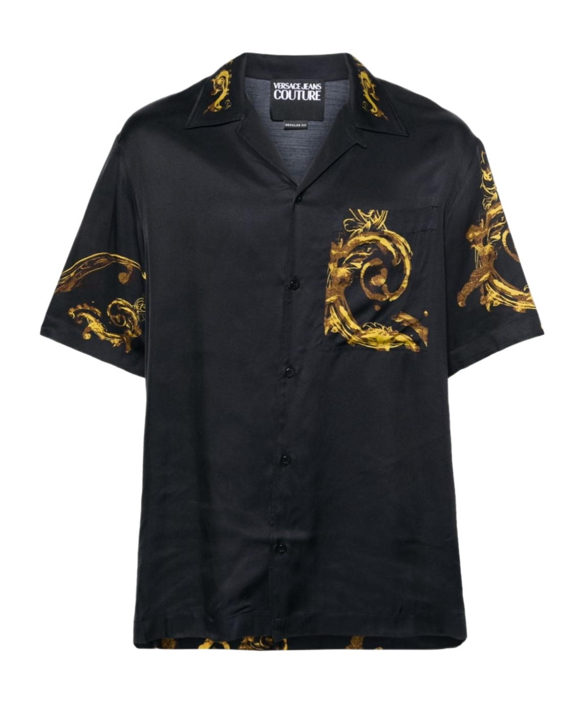 Versace Jeans Baroccoflage-print Short-sleeve Shirt In Black