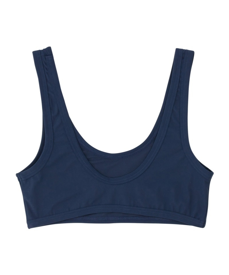 Jil Sander Scoop Neck Bikini Top With Thick Straps In Blue