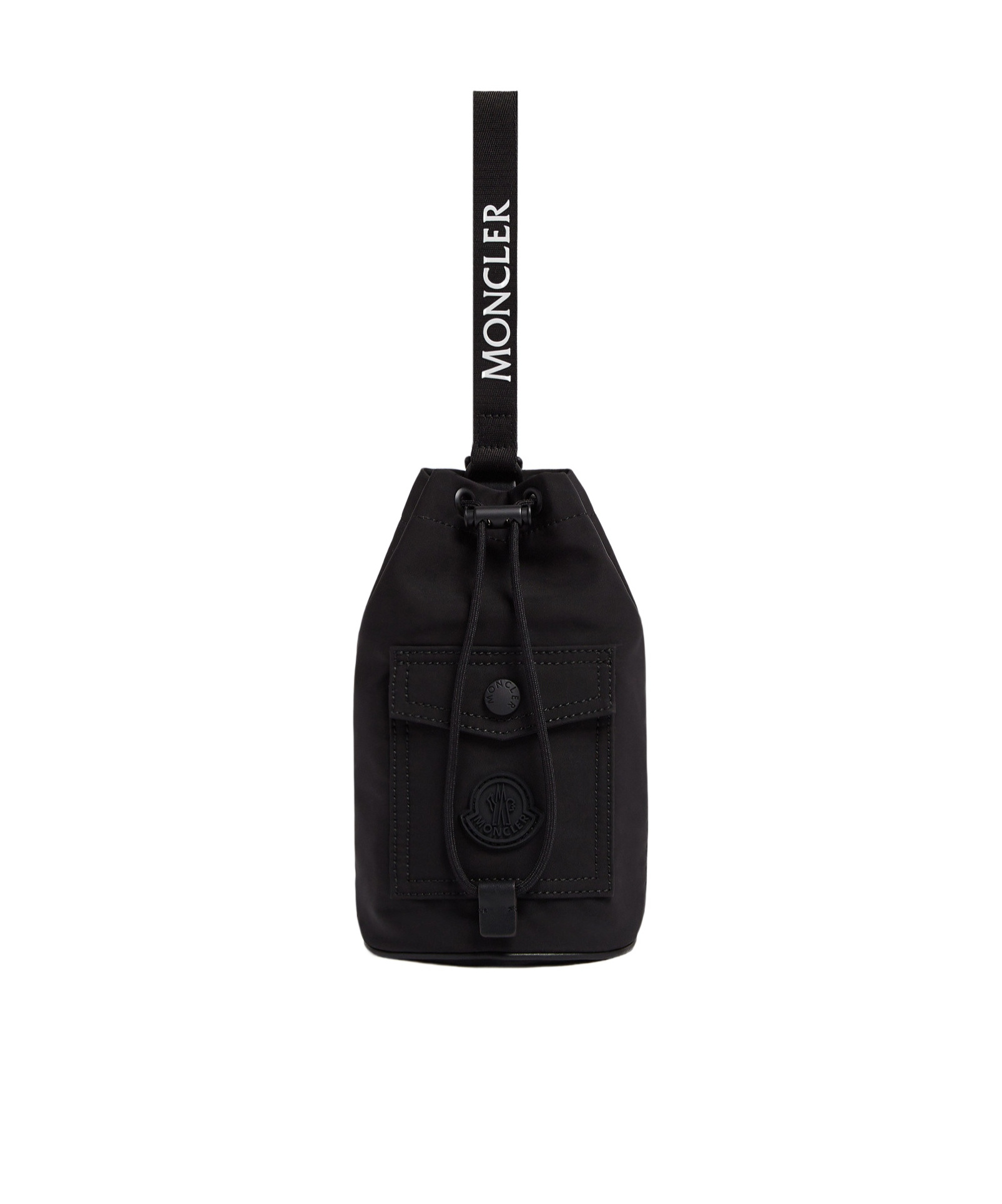 Moncler Mini Logo-patch Bucket Bag In Black
