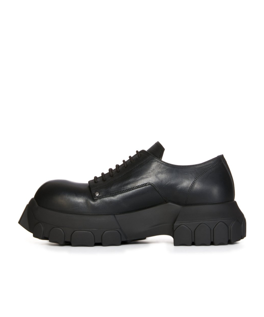 Rick Owens Mens Black Bozo Tractor Platform Leather Oxford Shoes In Black