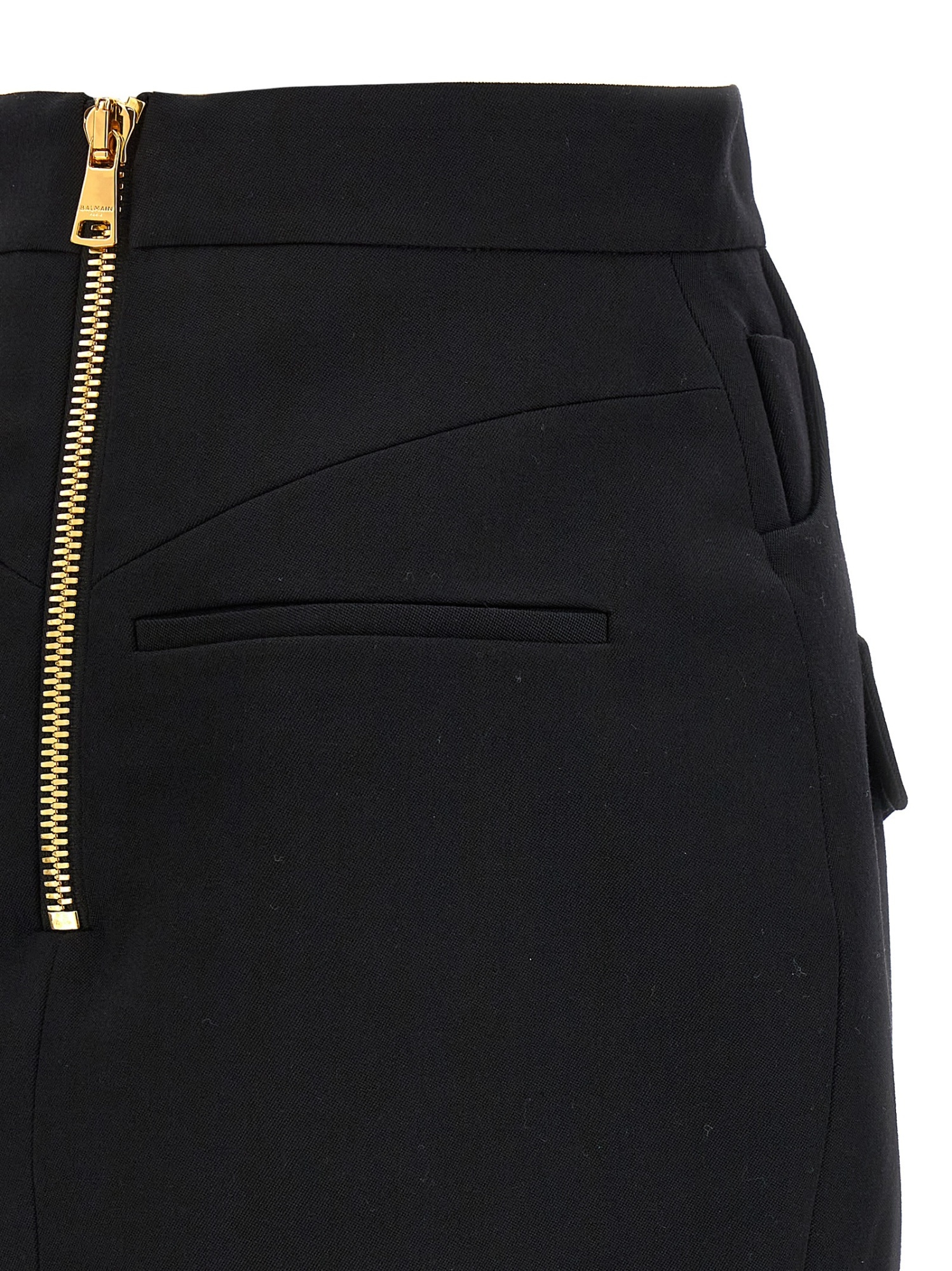 Balmain Crepe Virgin Wool Mini Skirt In Black