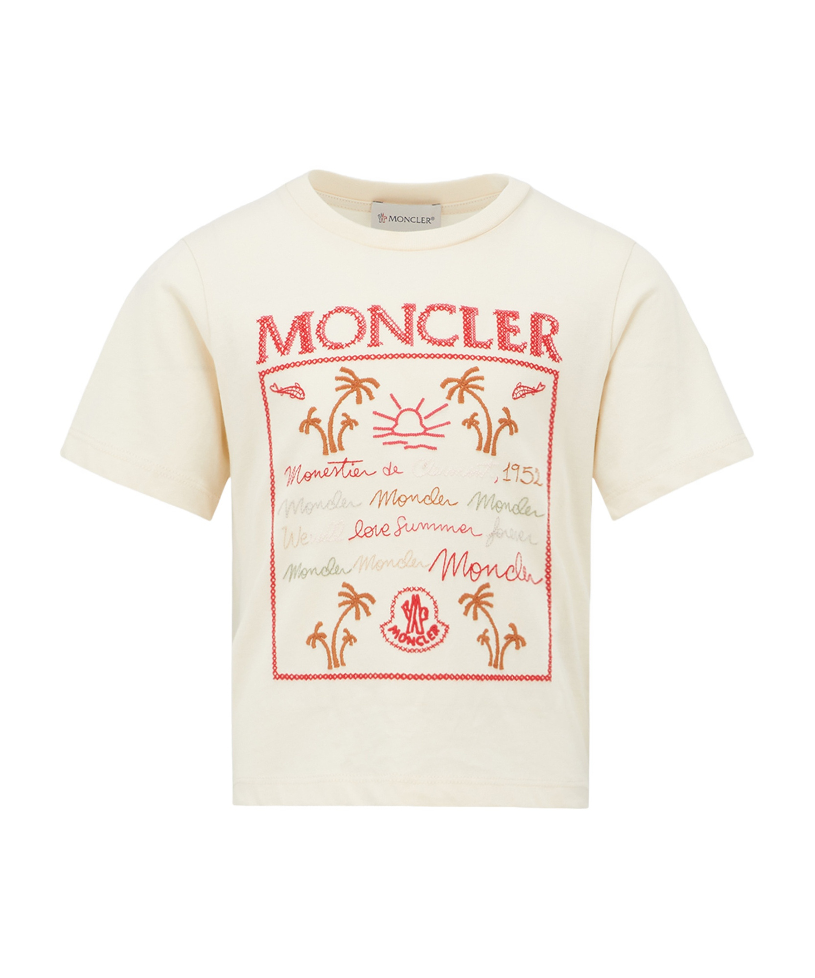 Moncler Embroidered T-shirt In Nude