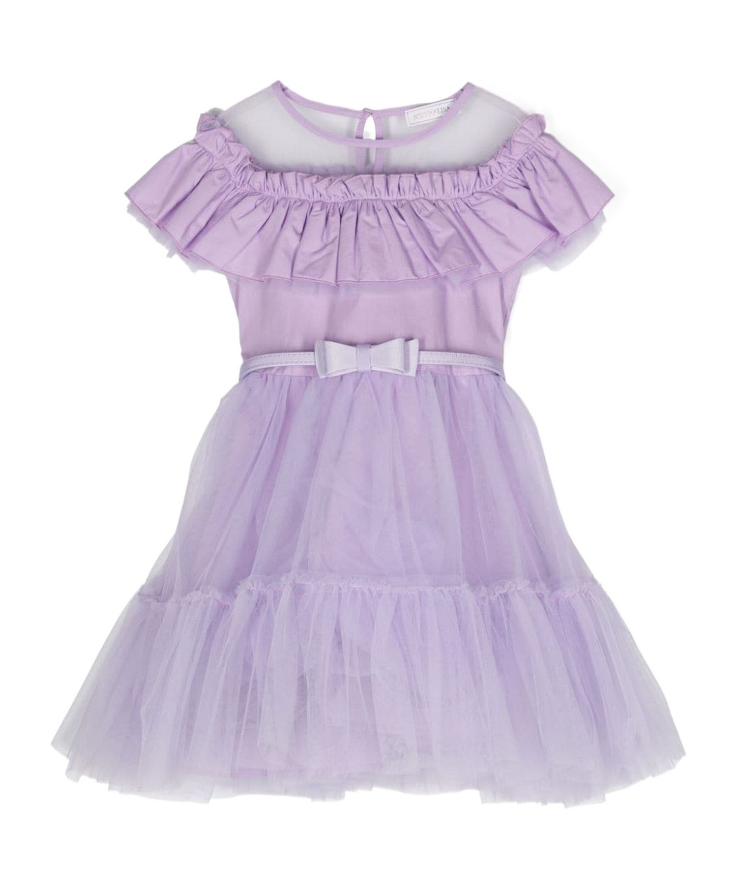 Monnalisa Ruffle-detail Tulle Dress In Purple