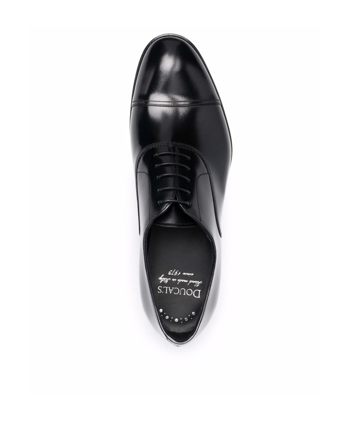 Doucal's High-shine Black Oxford Shoes With Lace-up Fastening In Black