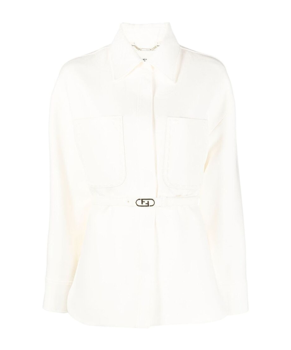 Fendi Lapel Casual Jacket In White
