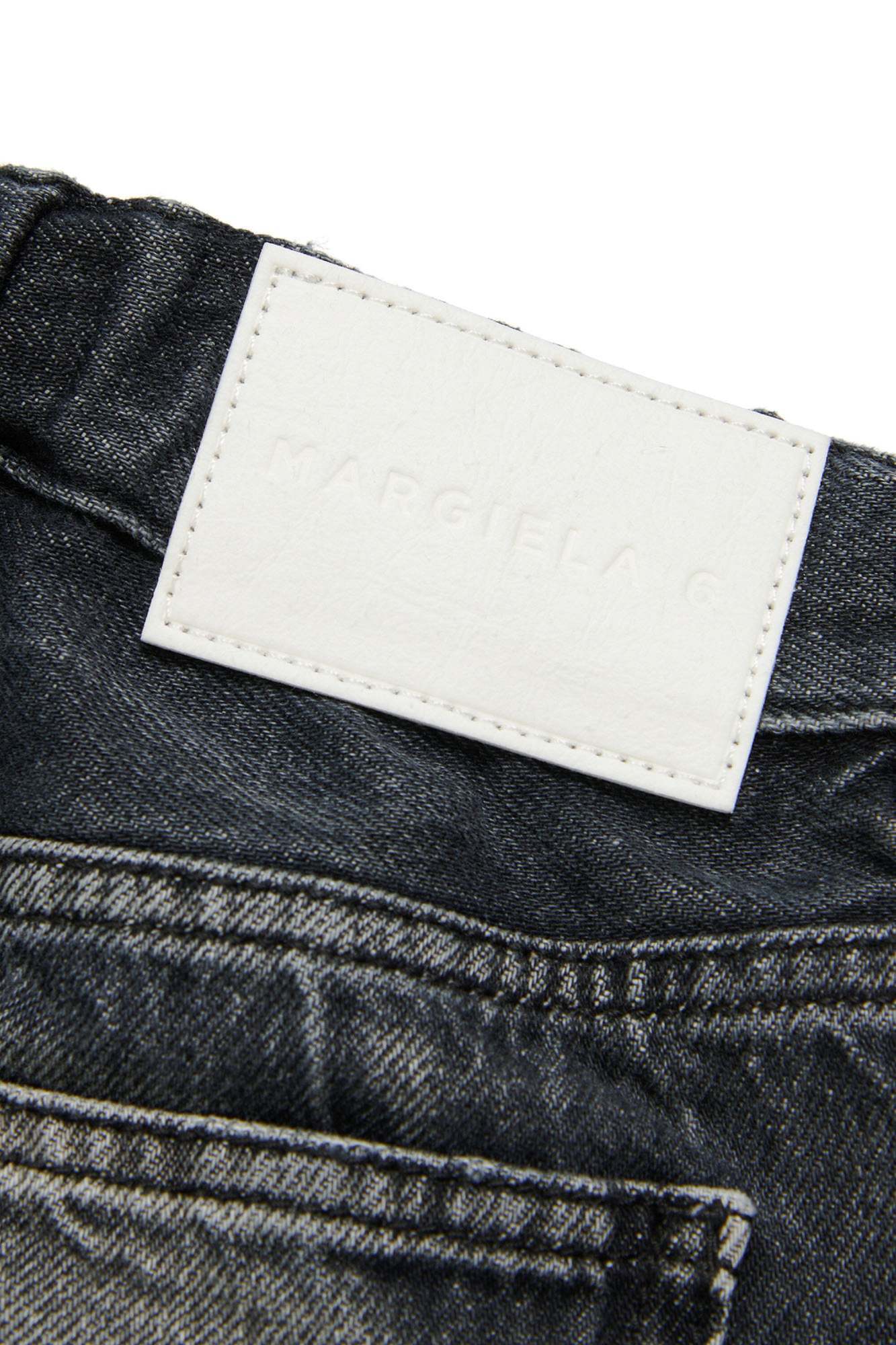 Mm6 Maison Margiela Logo-patch Drawstring Denim Shorts In Gray