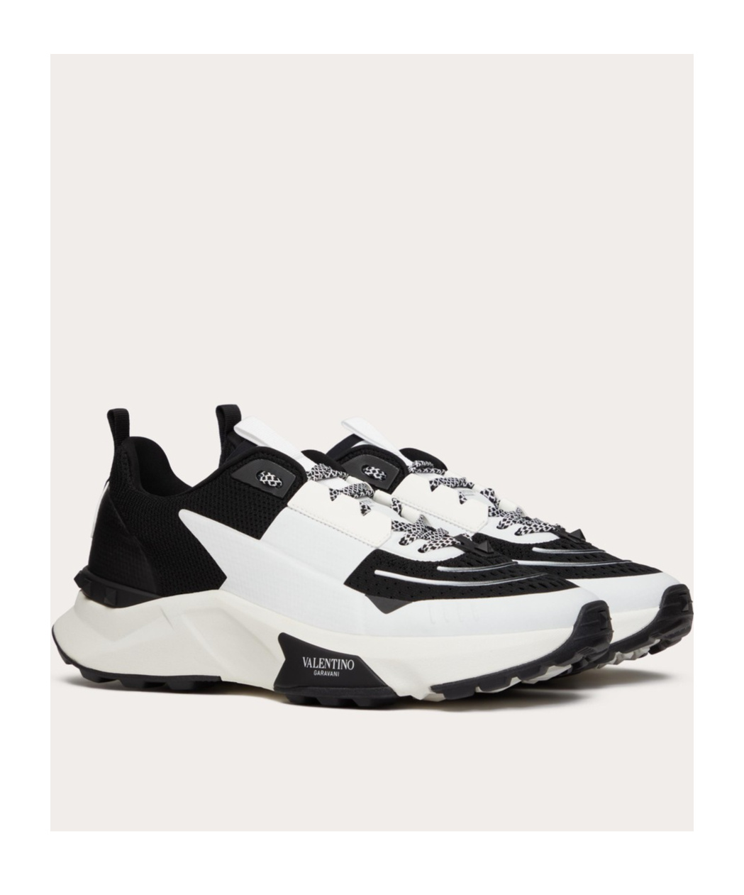 Valentino True Act Leather-trimmed Mesh And Rubber Sneakers In White