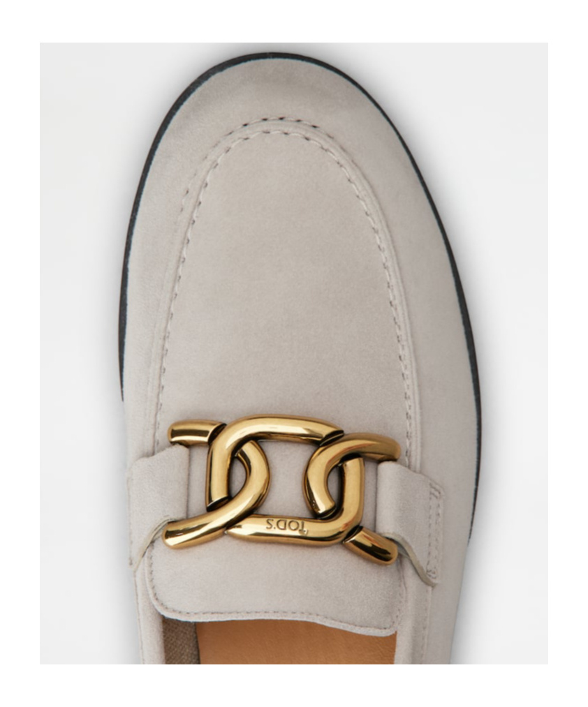 Tod's Chain-detail Suede Loafers In Gray