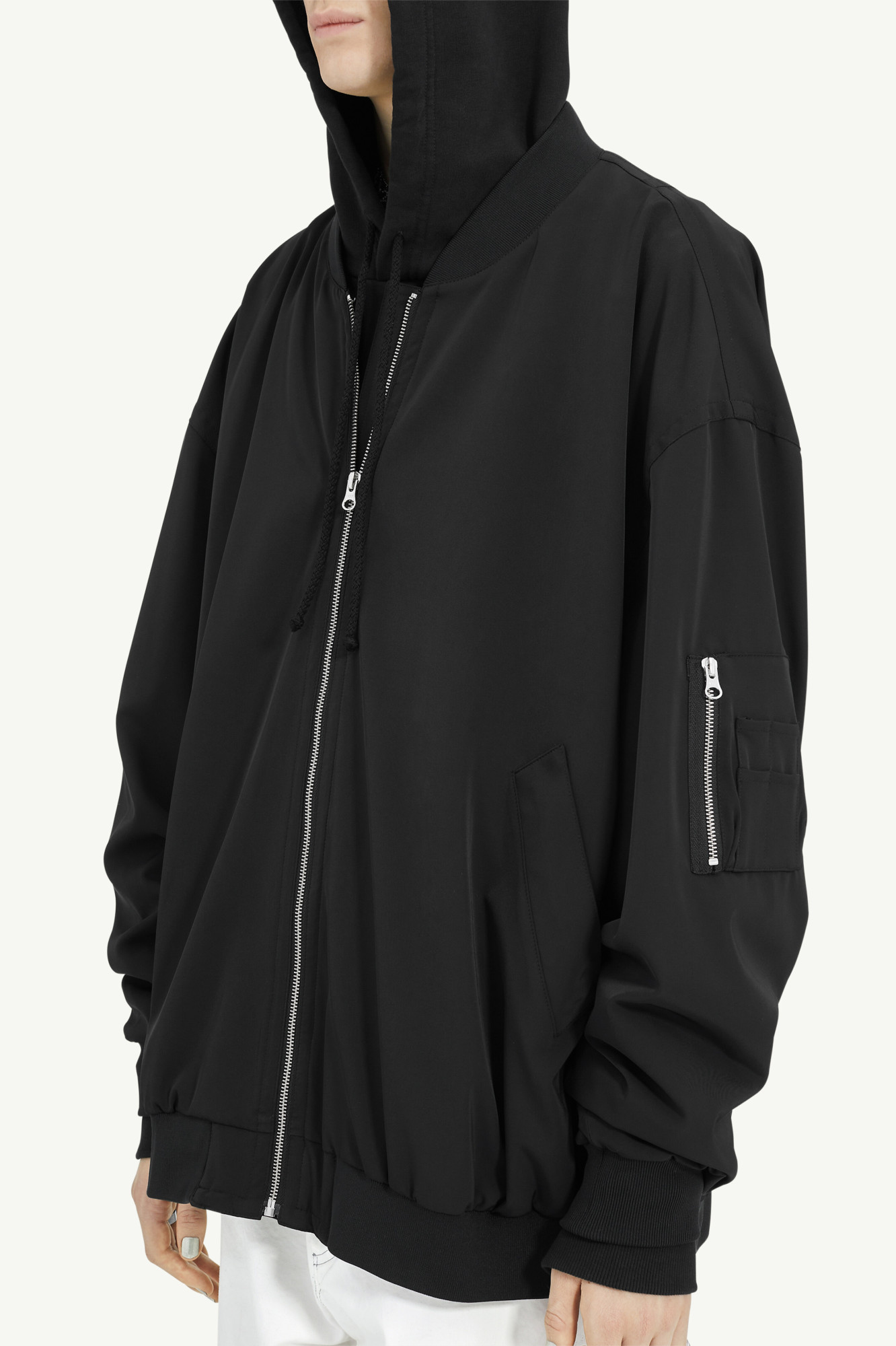 Mm6 Maison Margiela Twill Bomber Jacket In Black