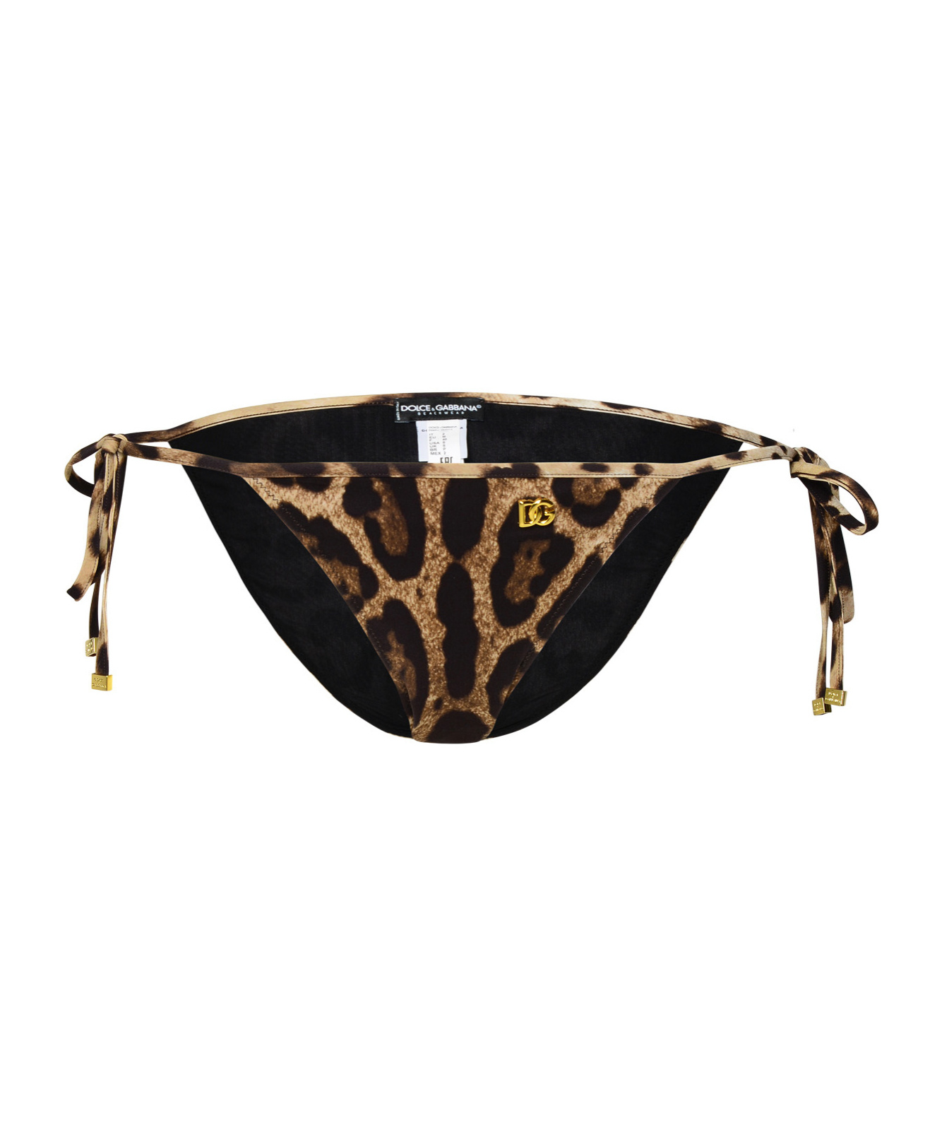 Dolce & Gabbana Leopard Print Jersey Bikini Bottoms In Black
