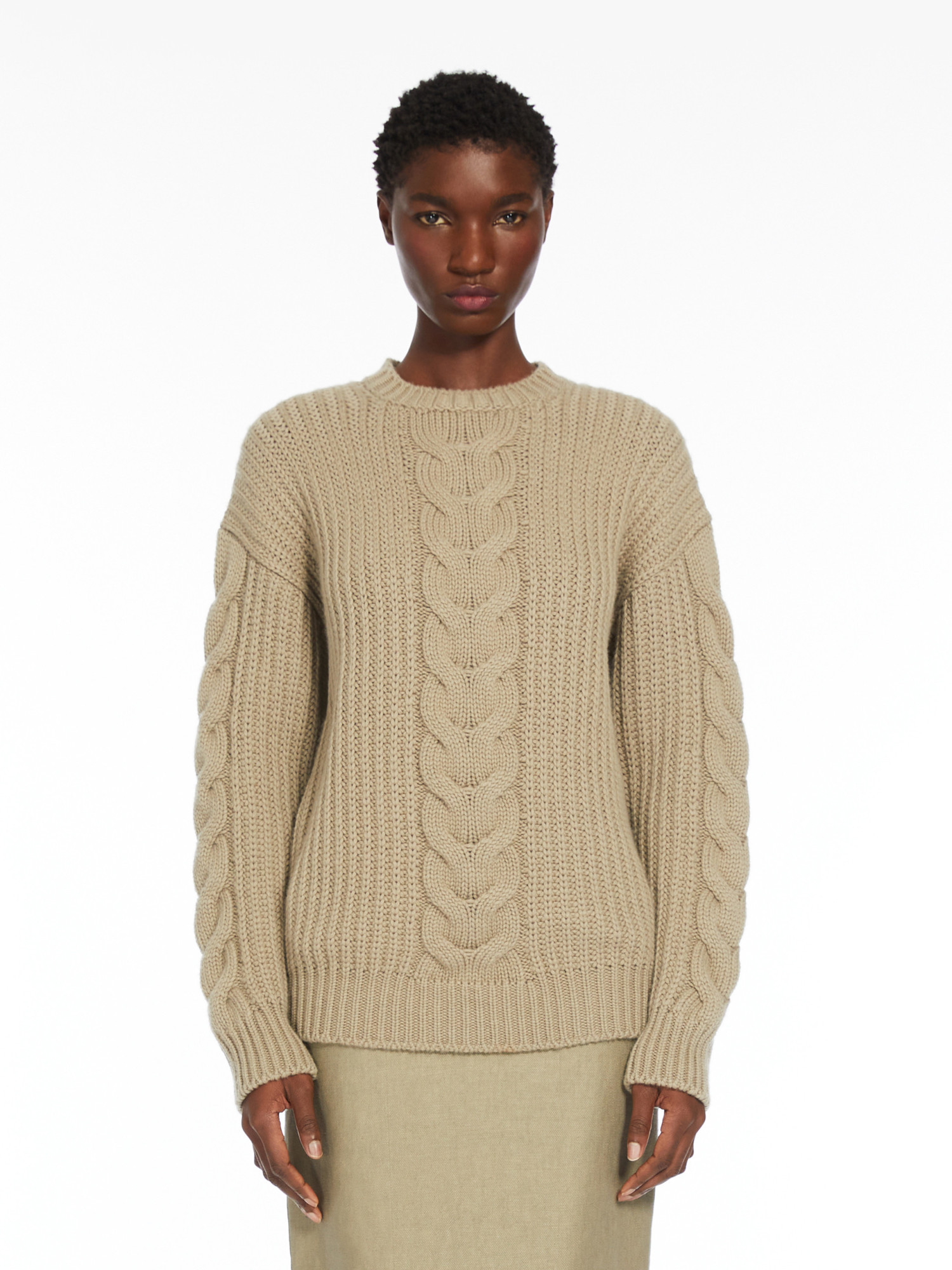 Max Mara Pullover Acciaio In Nude