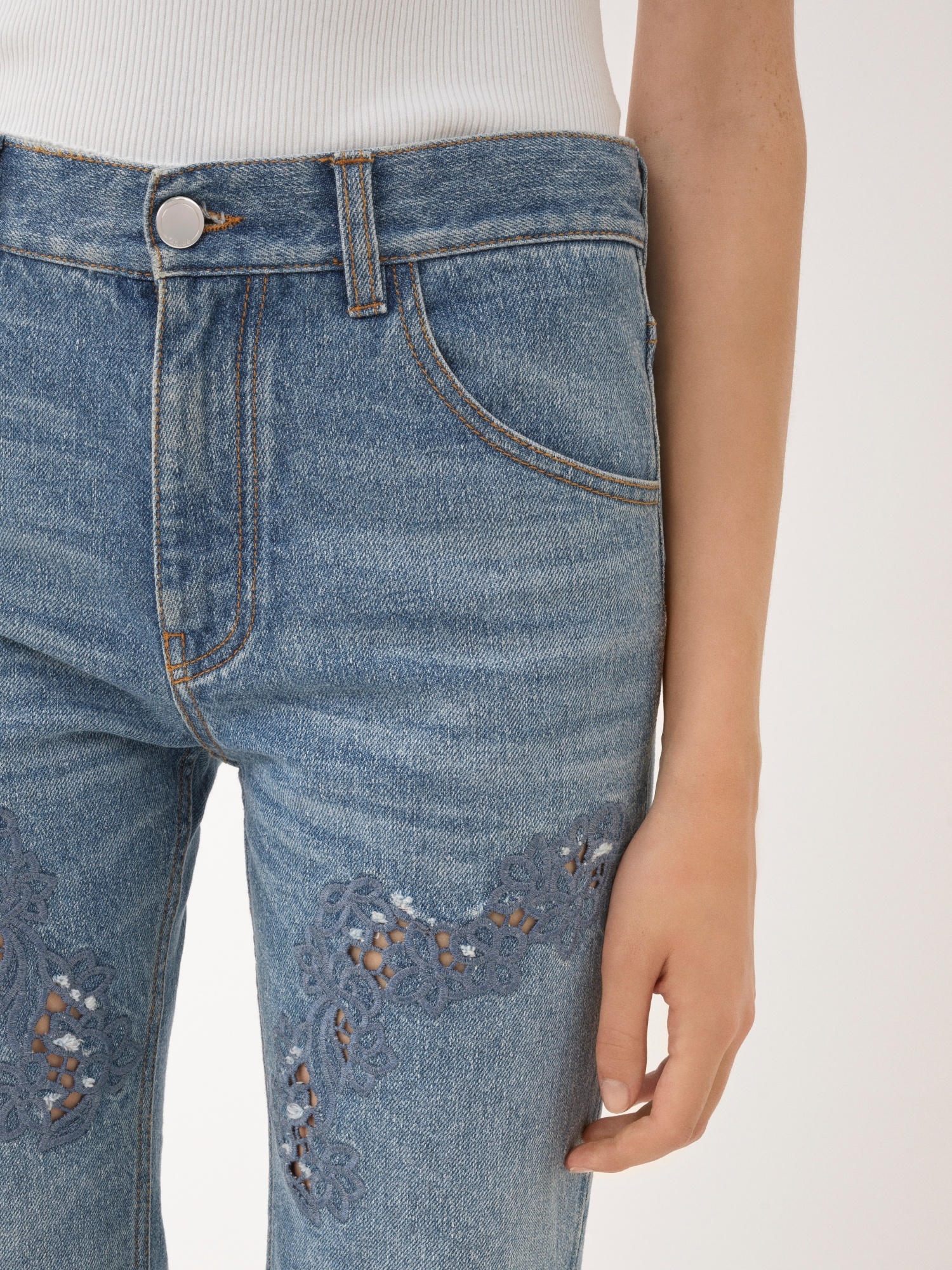 Chloé Guipure-detail Bootcut Jeans In Blue