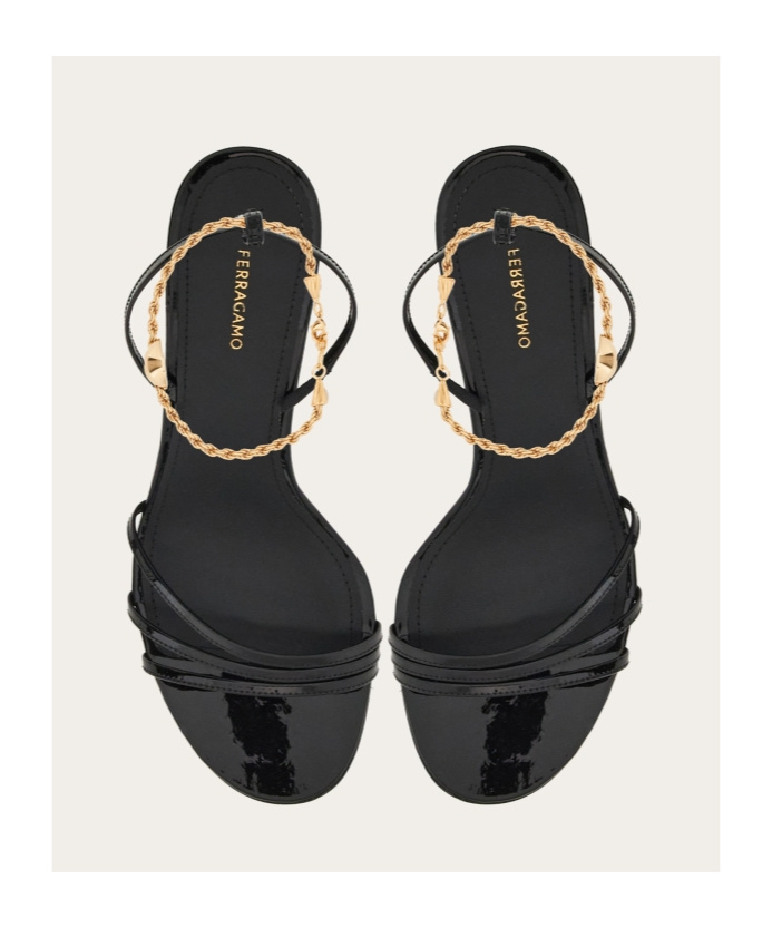 Ferragamo Salvatore Cable-link Chain Open-toe Sandals In Black