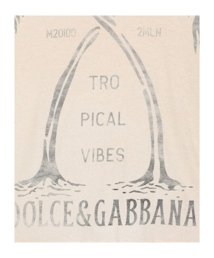 Dolce & Gabbana Tree-print Cotton T-shirt In Nude