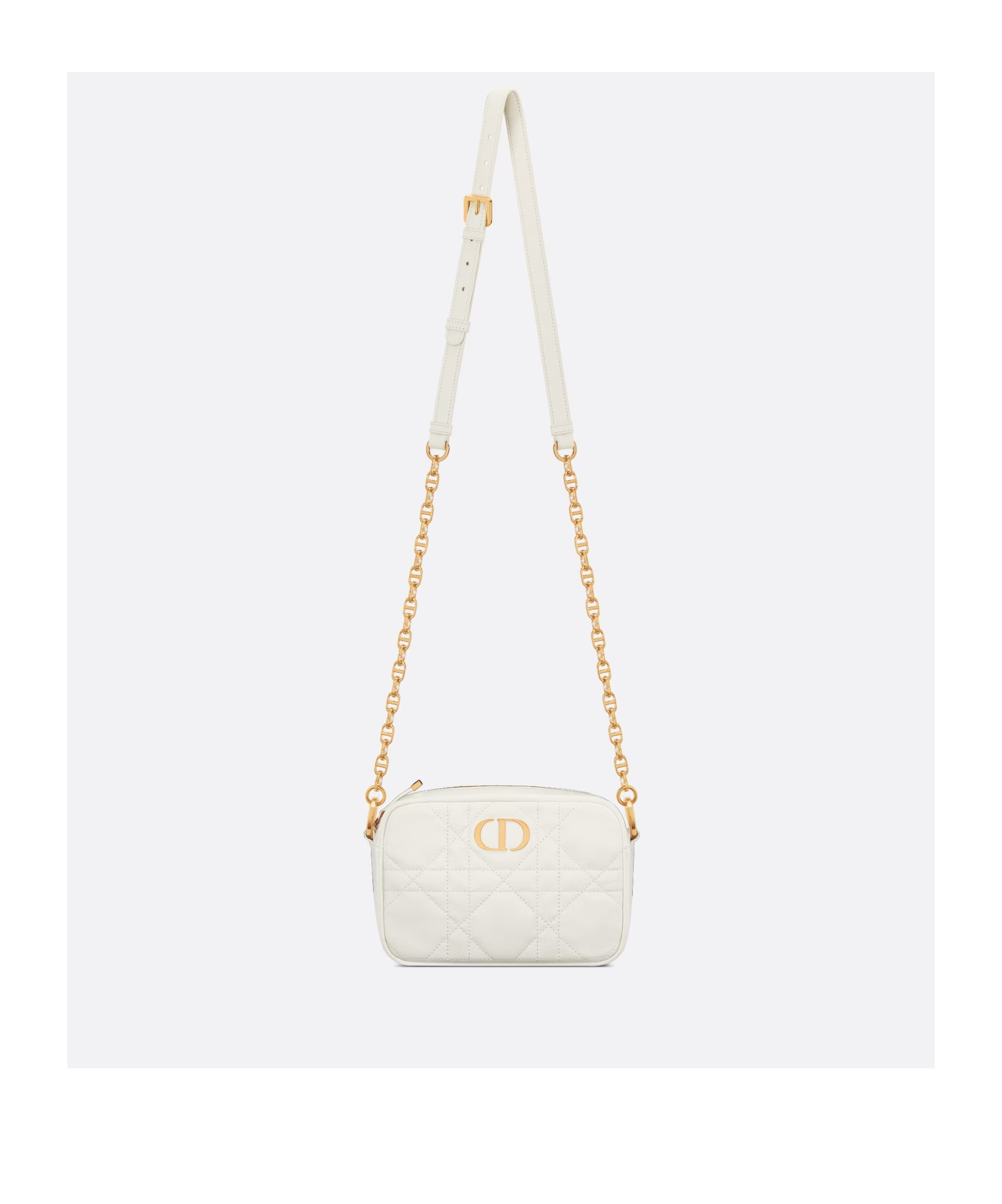 Dior Small  Caro Handle Camera Shoulder Bag In White