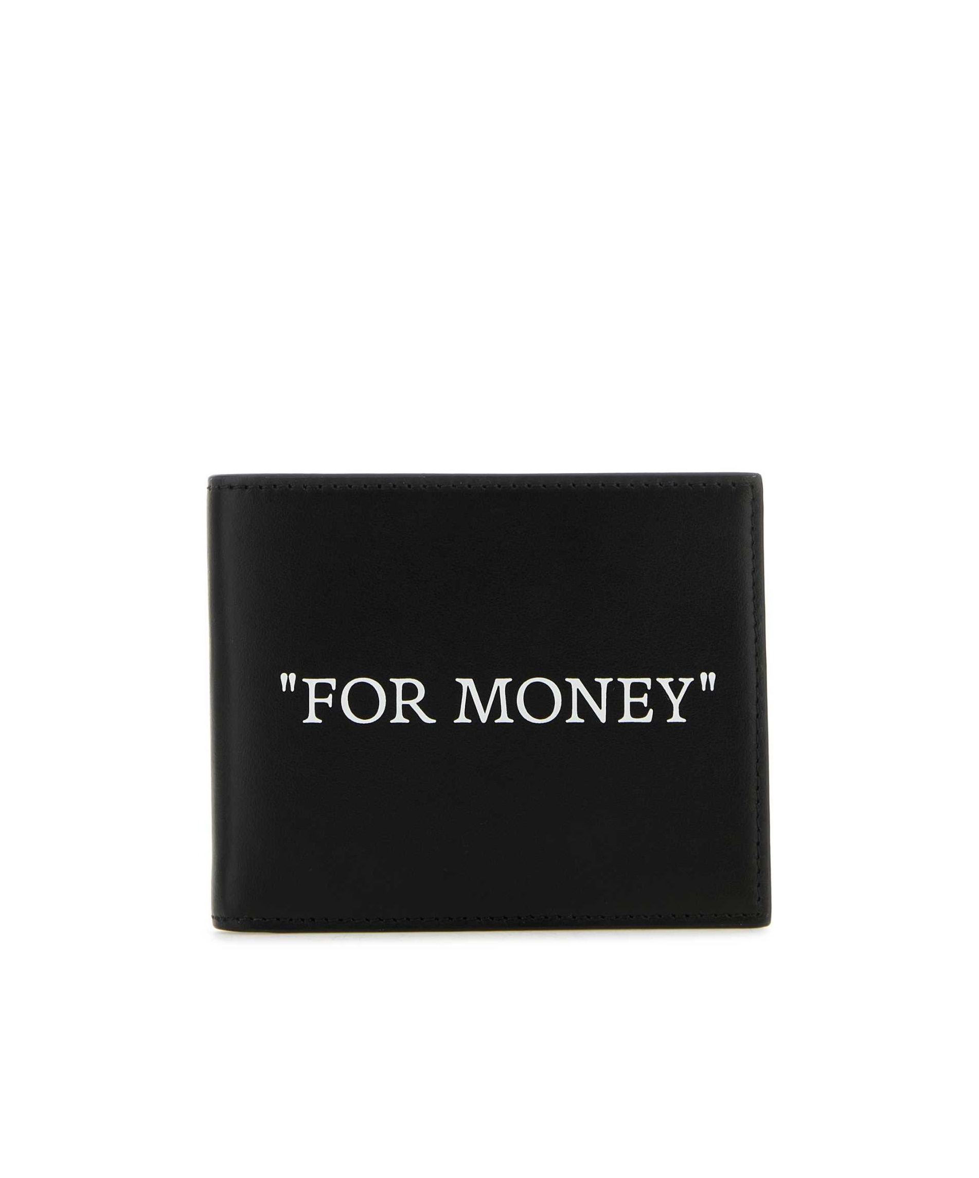 Off-white Off White™ Black Leather Bi Fold Wallet With Logo In Black