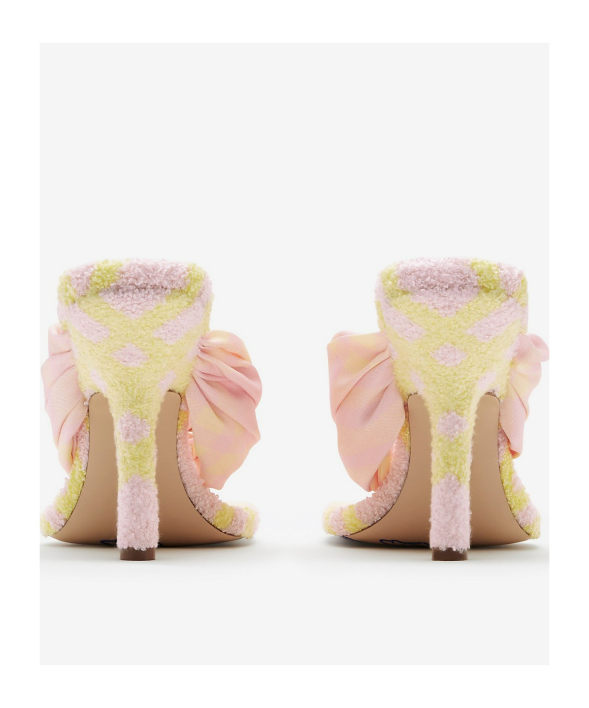 Burberry Printed Fabric Pool Check Thong Mules In Nude