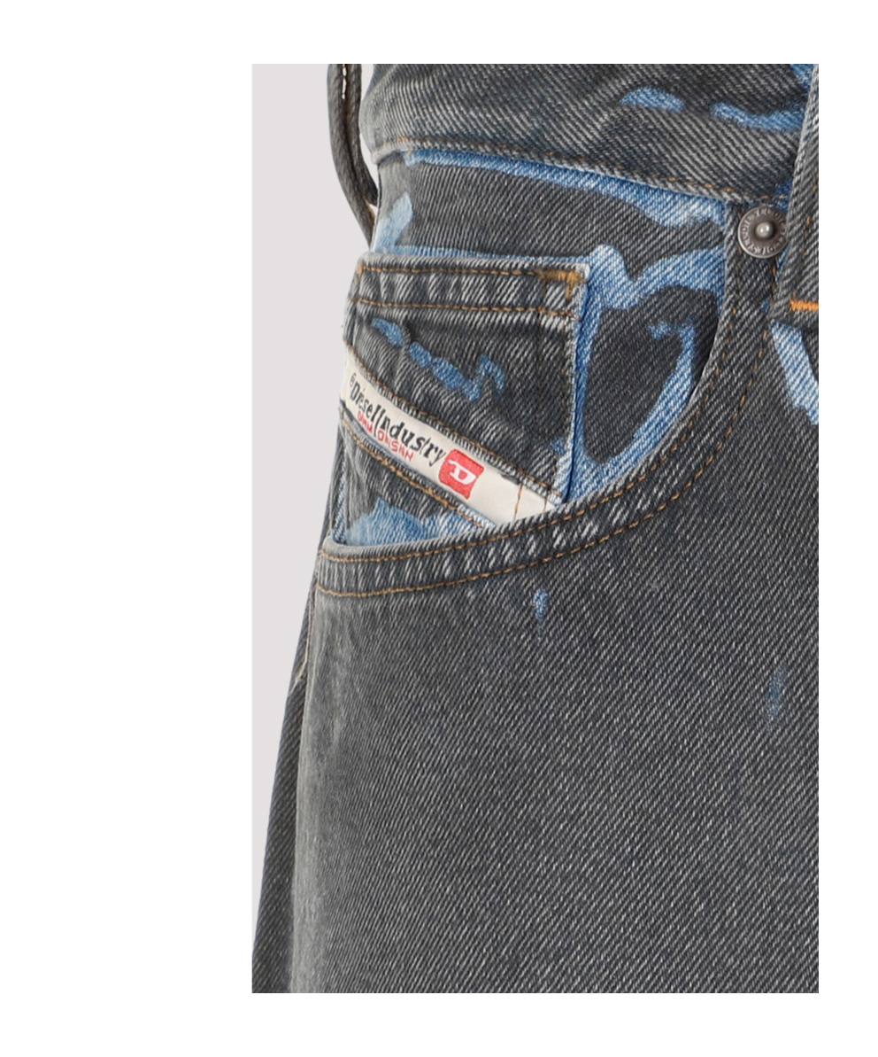 Diesel 1996 D-sire-s1 Low-rise Distressed Wide-leg Jeans In Black