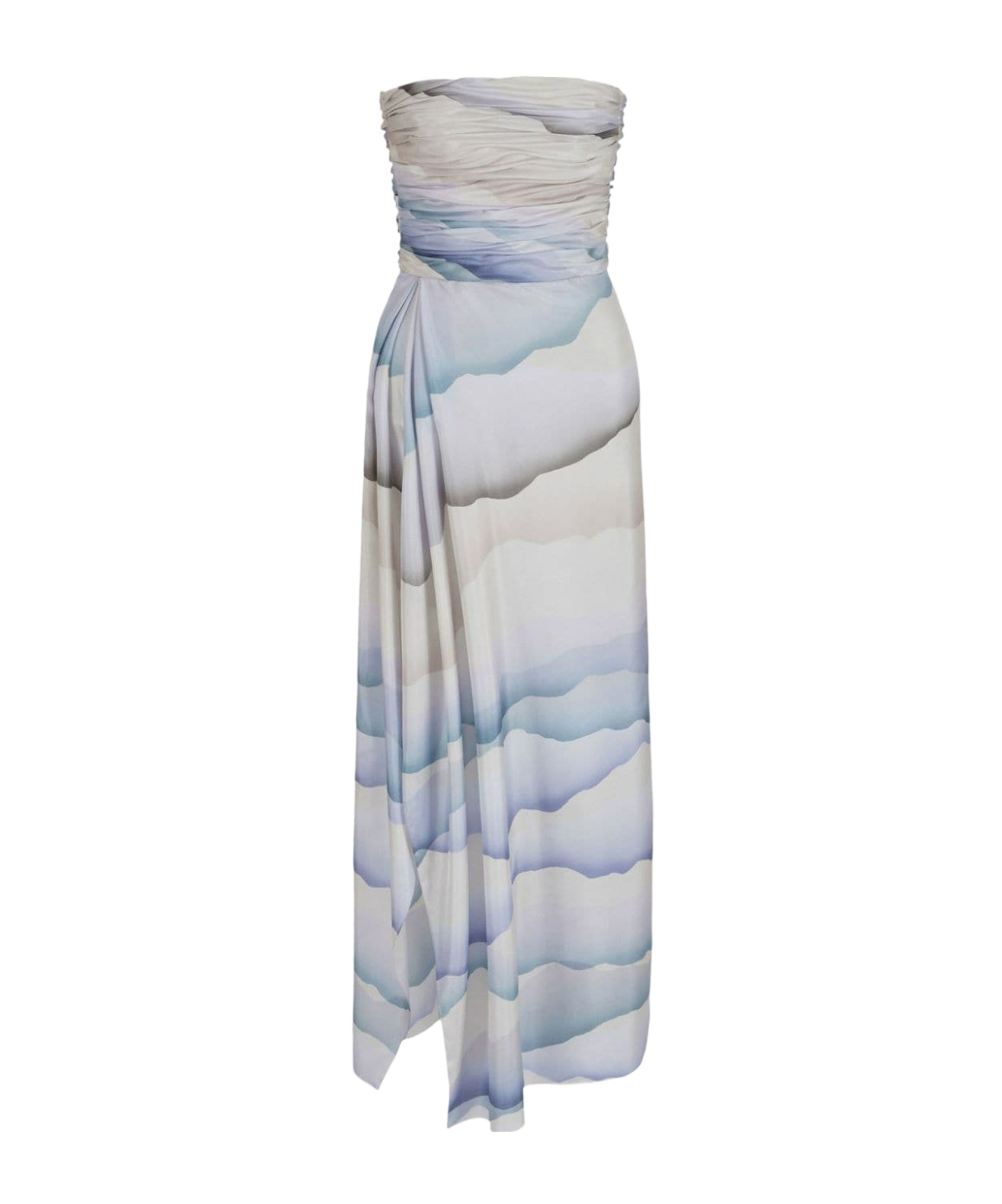Giorgio Armani Abstract-pattern Silk Dress In Gray