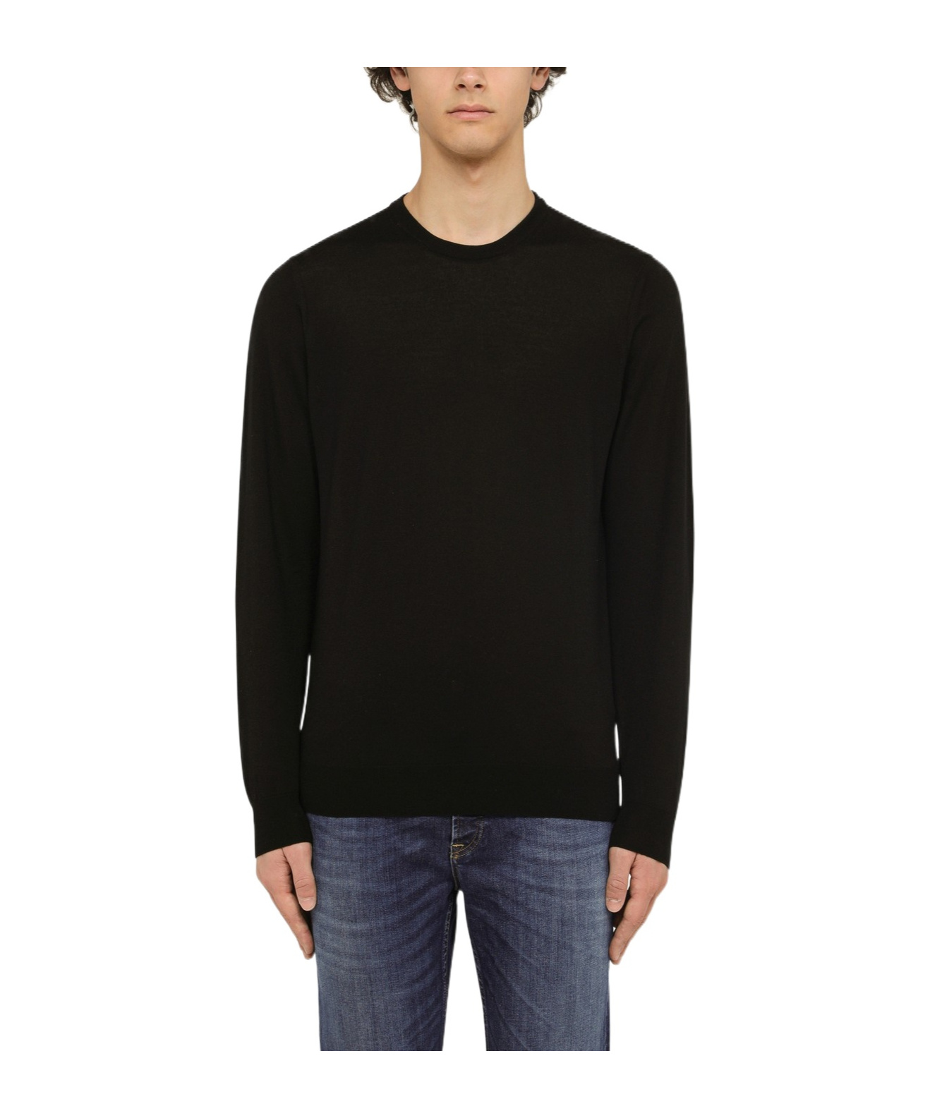 Drumohr Round Neck Long-sleeved Sweater In Black