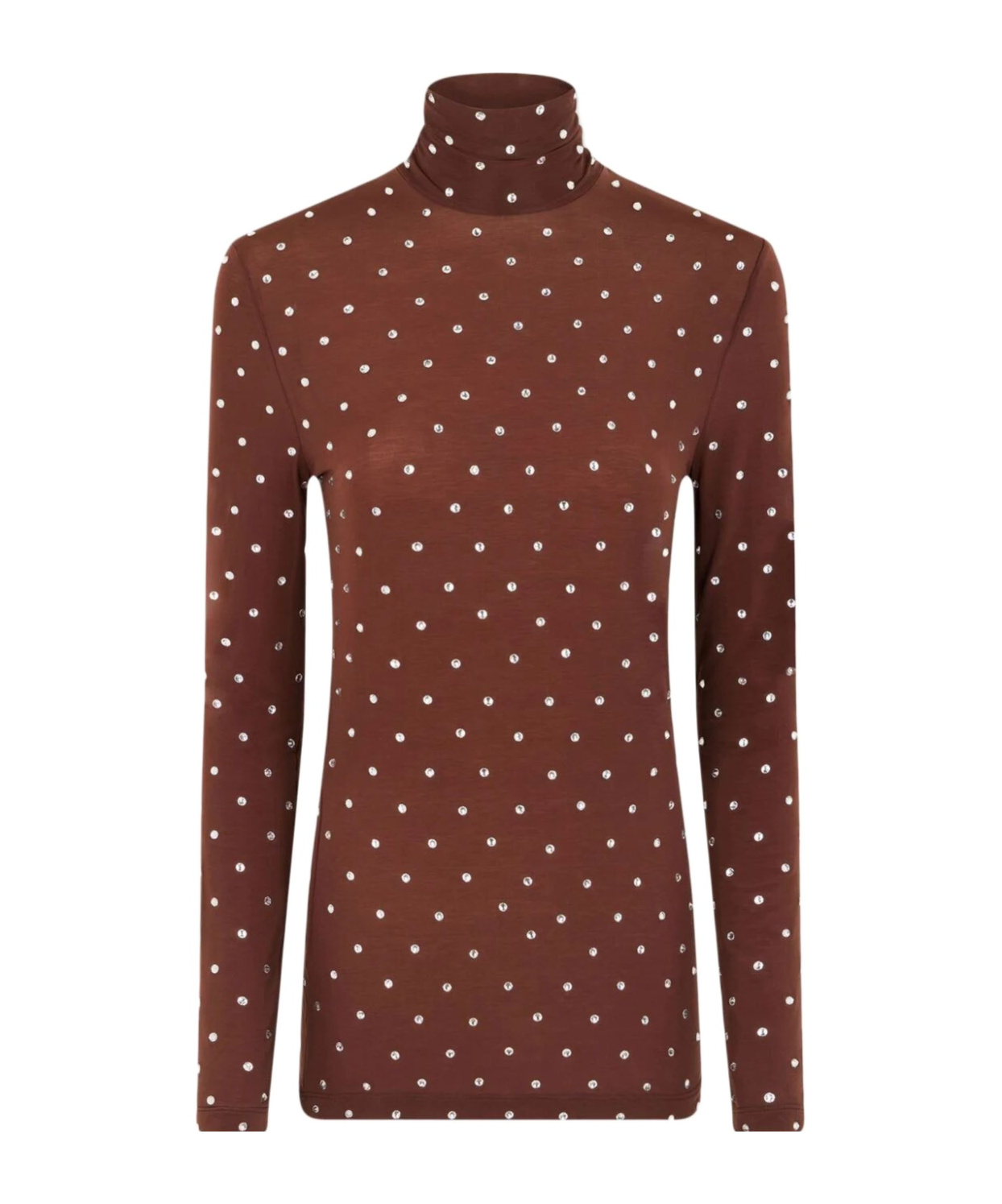Rabanne Haut Crystal-embellished Stretch-jersey Turtleneck Top In Red