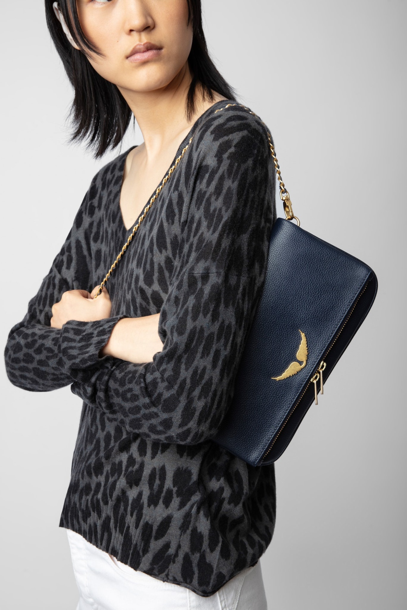 Zadig & Voltaire Zadig Voltaire Logo-plaque Clutch Bag In Black