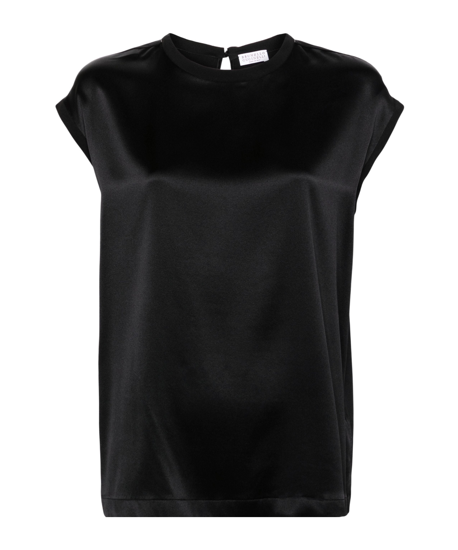 Brunello Cucinelli Beaded-trim Satin Blouse In Black