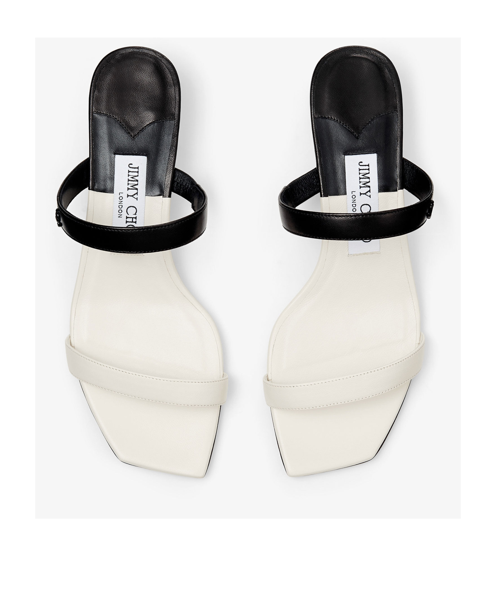 Jimmy Choo Kyda Bicolor Dual-band Slide Sandals In White