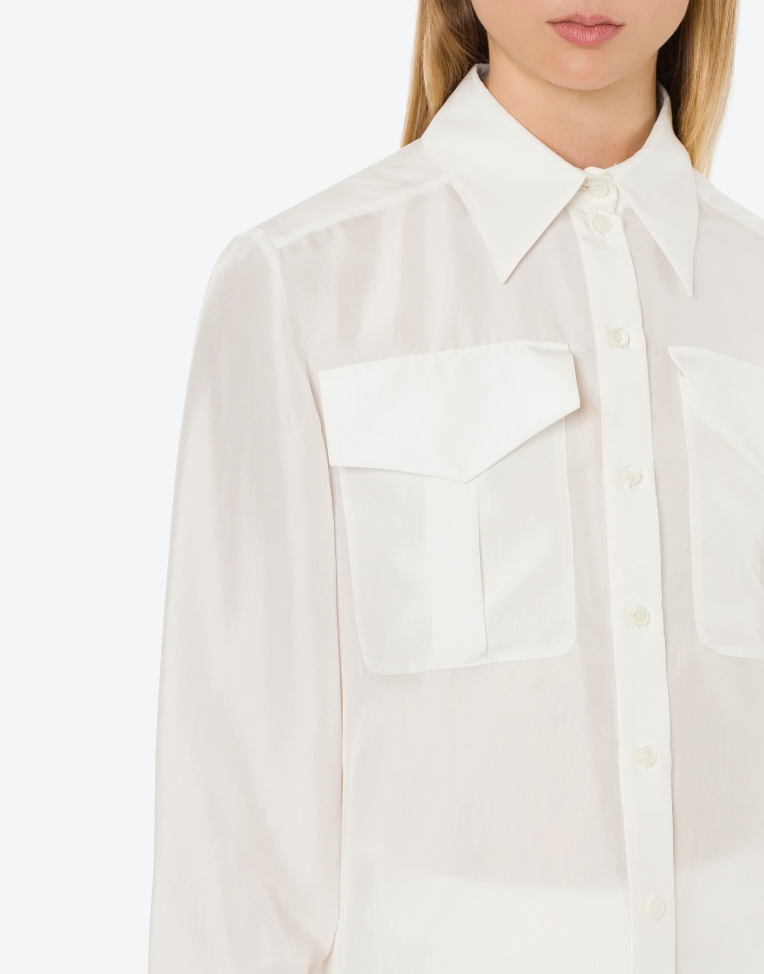 Alberta Ferretti White Maxi Shirt In Cotton Organza Woman In White