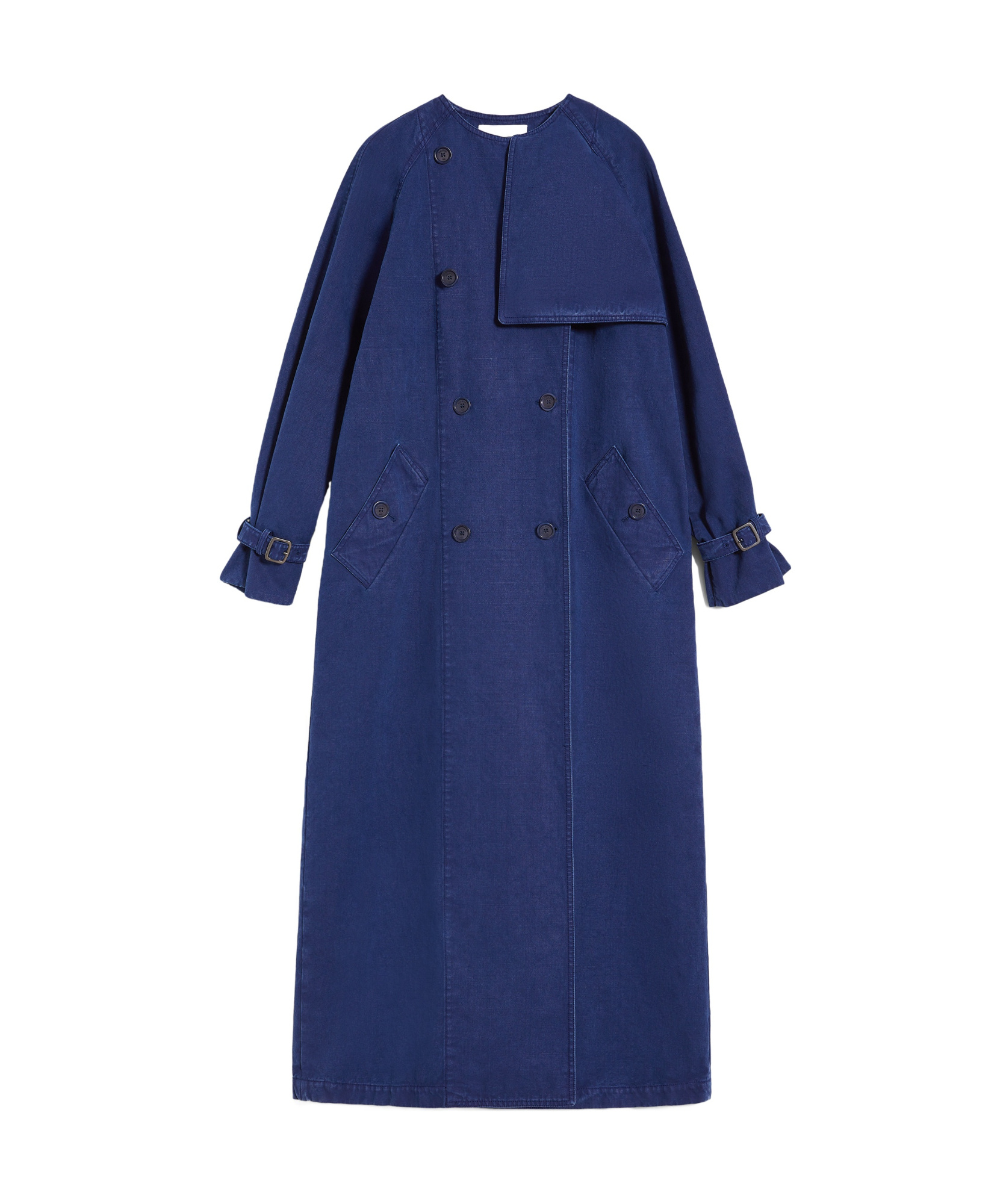 Max Mara Calao Long Denim Trench Coat In Blue