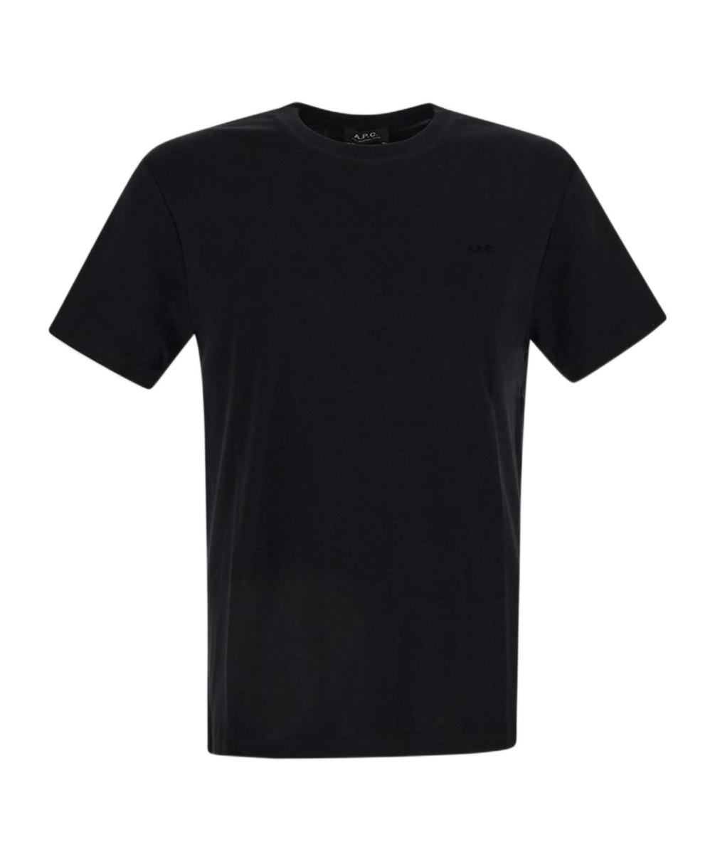 Apc Flocked-logo Cotton T-shirt In Black
