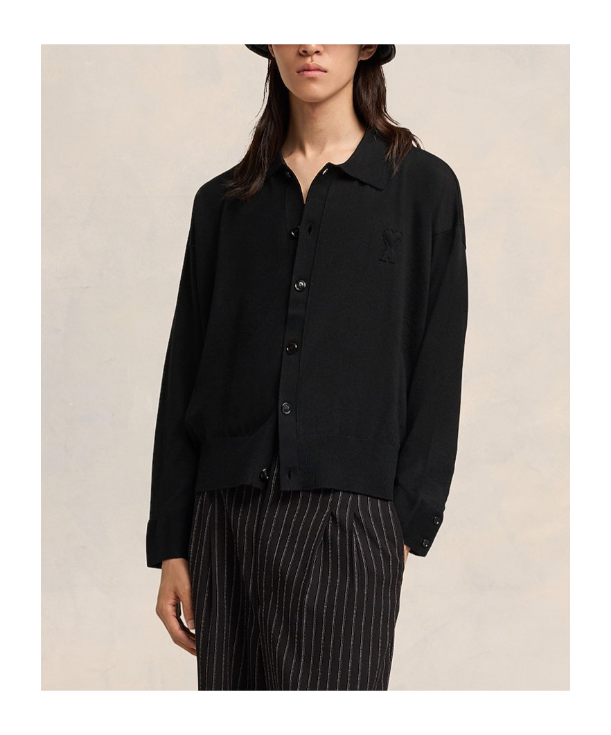 Ami Alexandre Mattiussi Ami Paris Long-sleeved Button-up Cardigan In Black