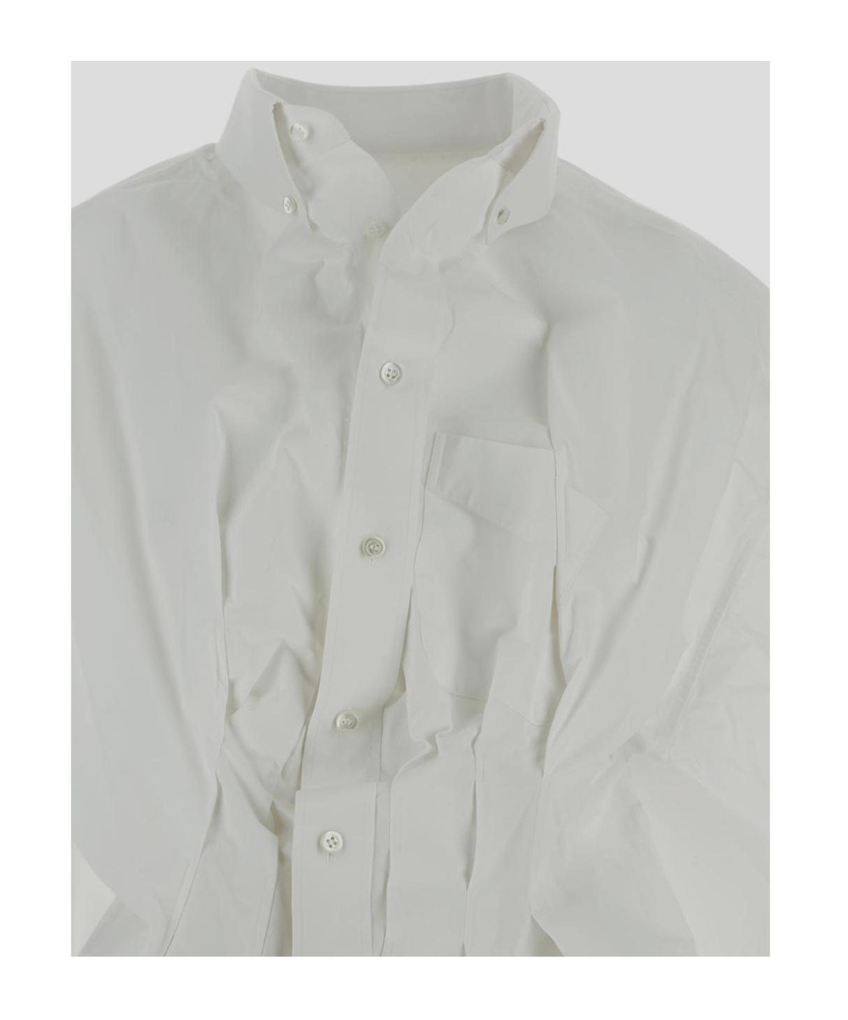 Maison Margiela Creased Poplin Fitted Shirt In White