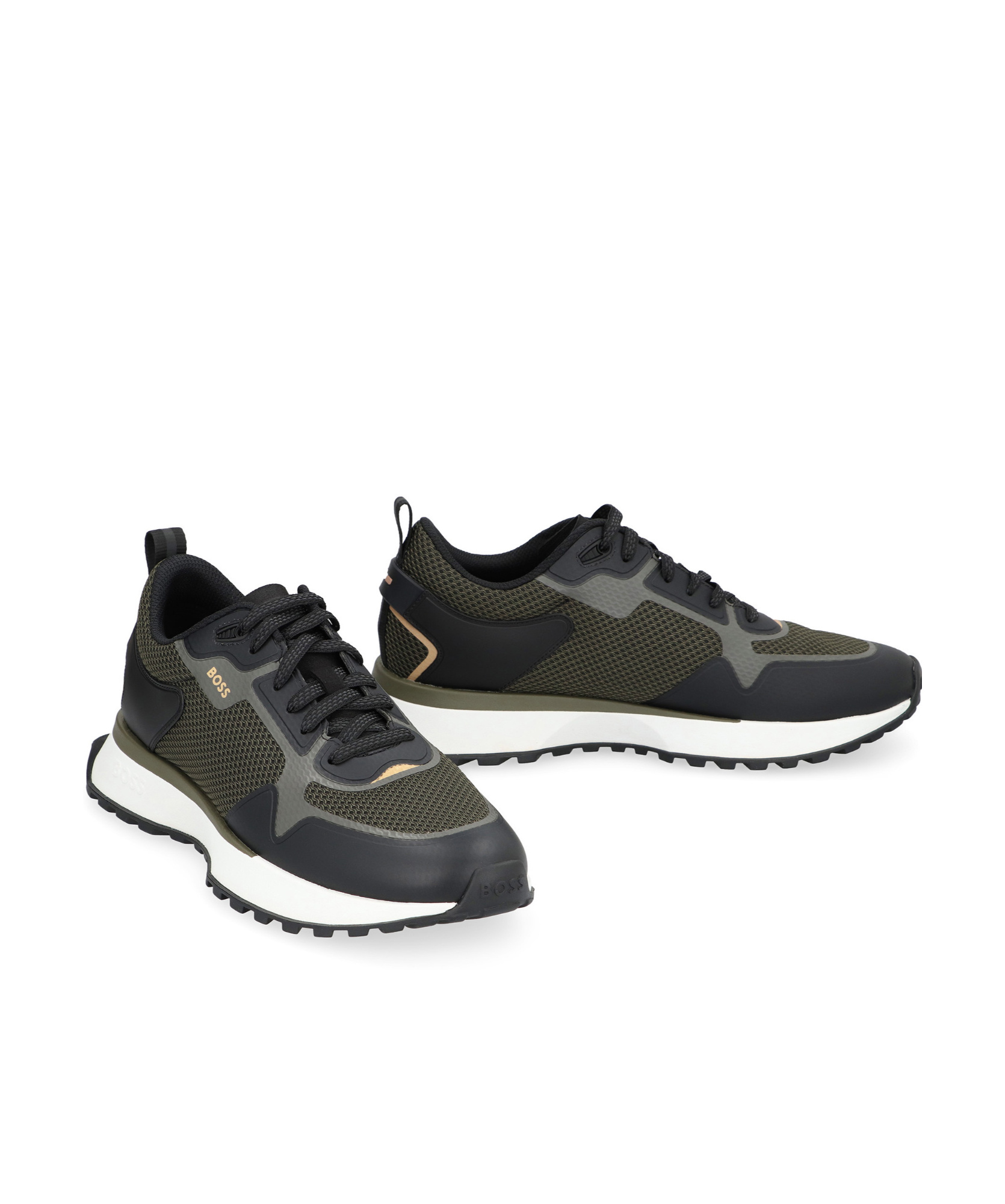 Shop Hugo Boss Logo-print Panelled Sneakers In Black