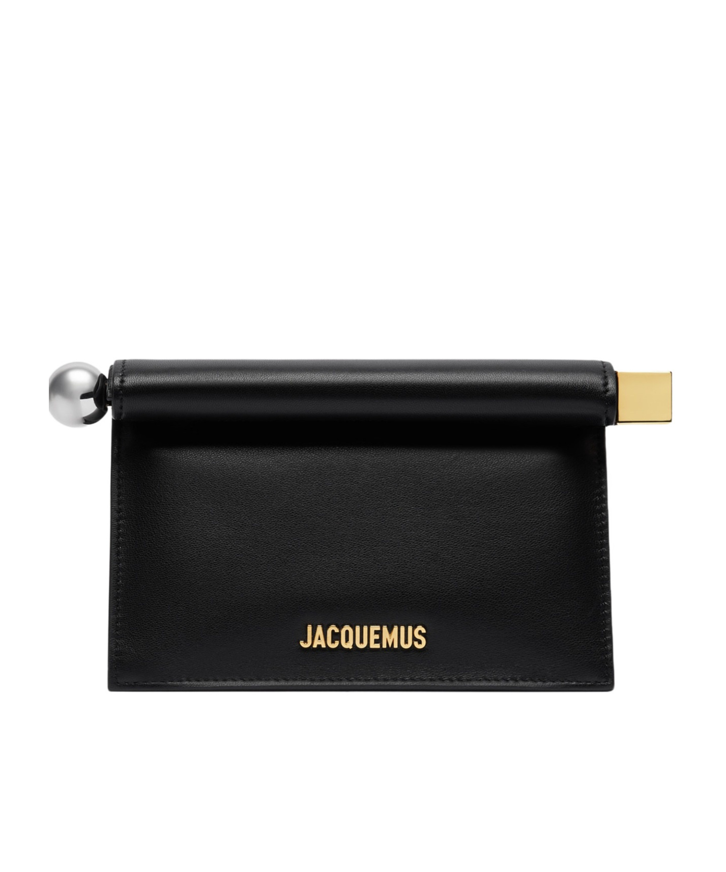 Jacquemus Women La Petite Pochette Rond Carre Nappa Leather Clutch Bag In Black
