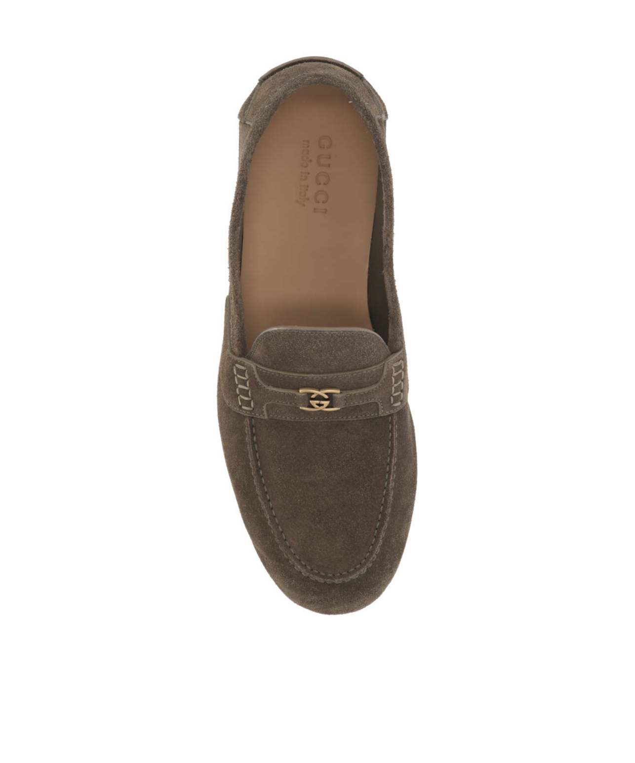 Gucci Interlocking G Suede Loafers In Brown