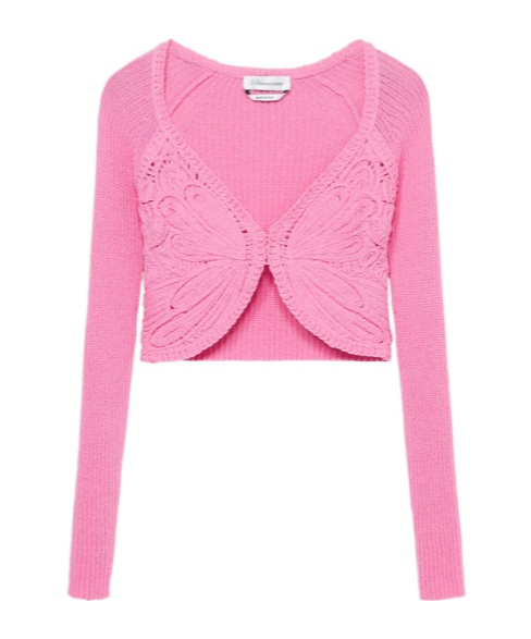 Blumarine Butterfly Embroidered Cardigan In Pink