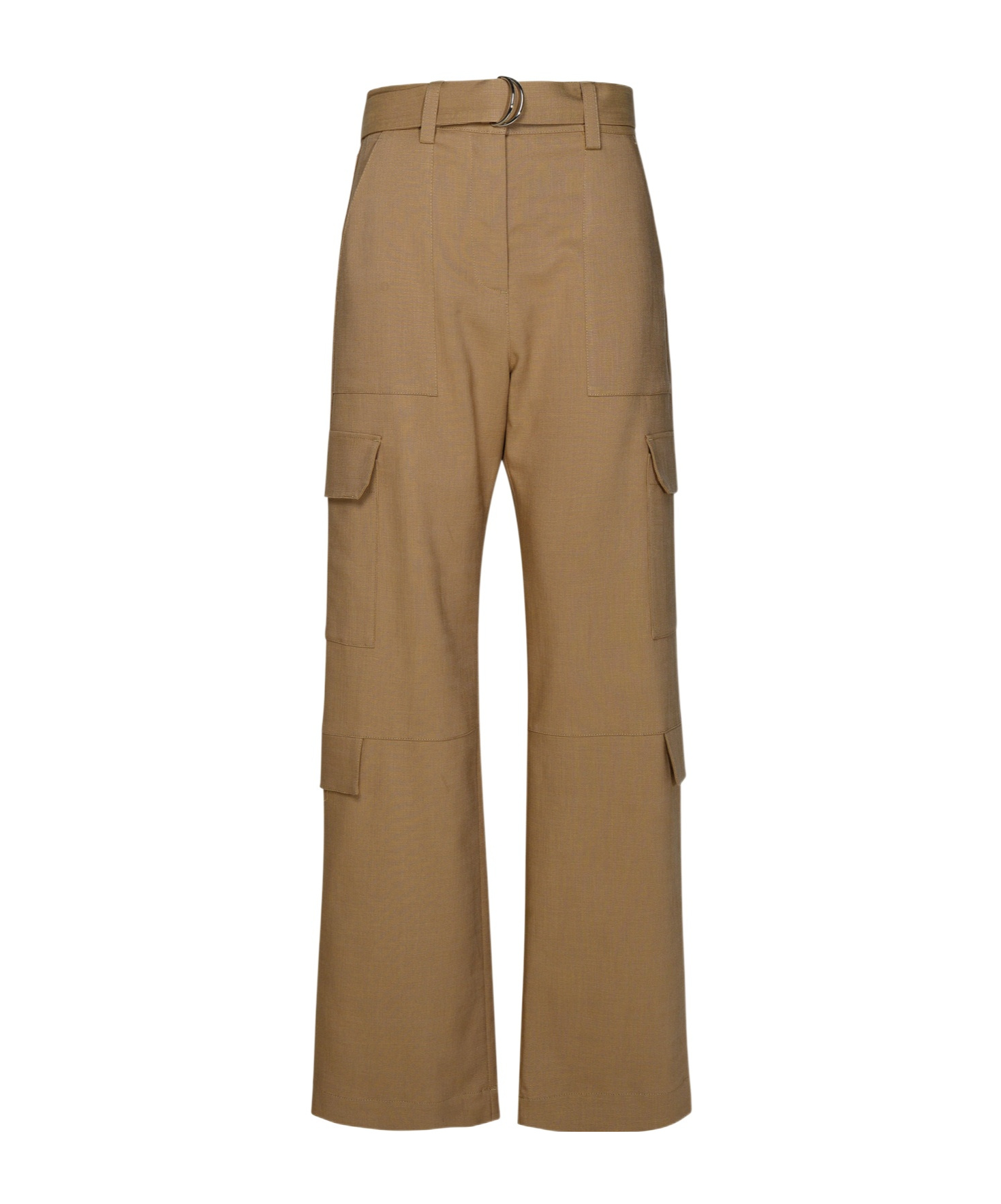 Msgm Belted High-waist Palazzo Cargo Pants In Brown