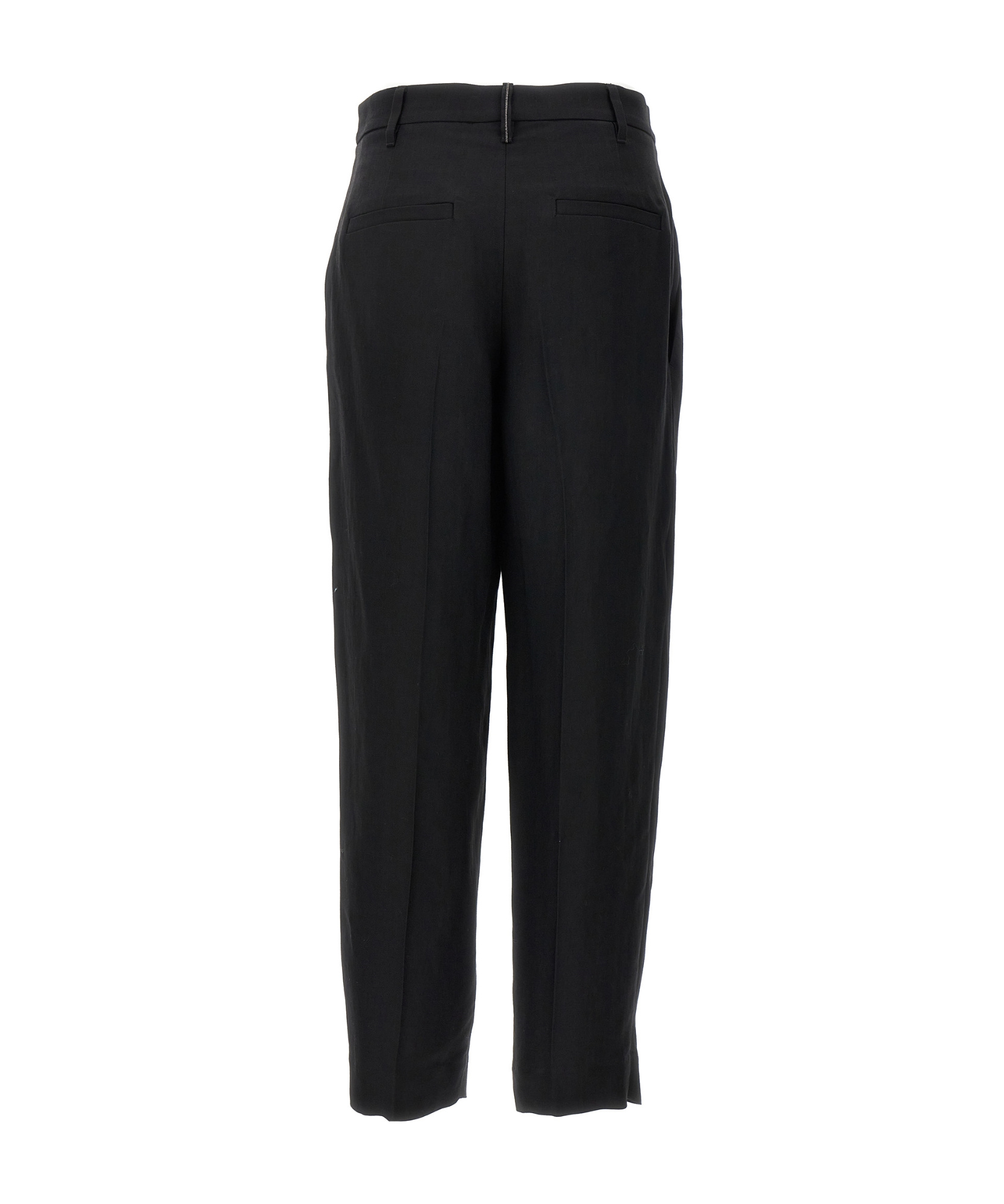 Brunello Cucinelli Black Tropical Luxury Wool Monili Slouchy Trousers In Black