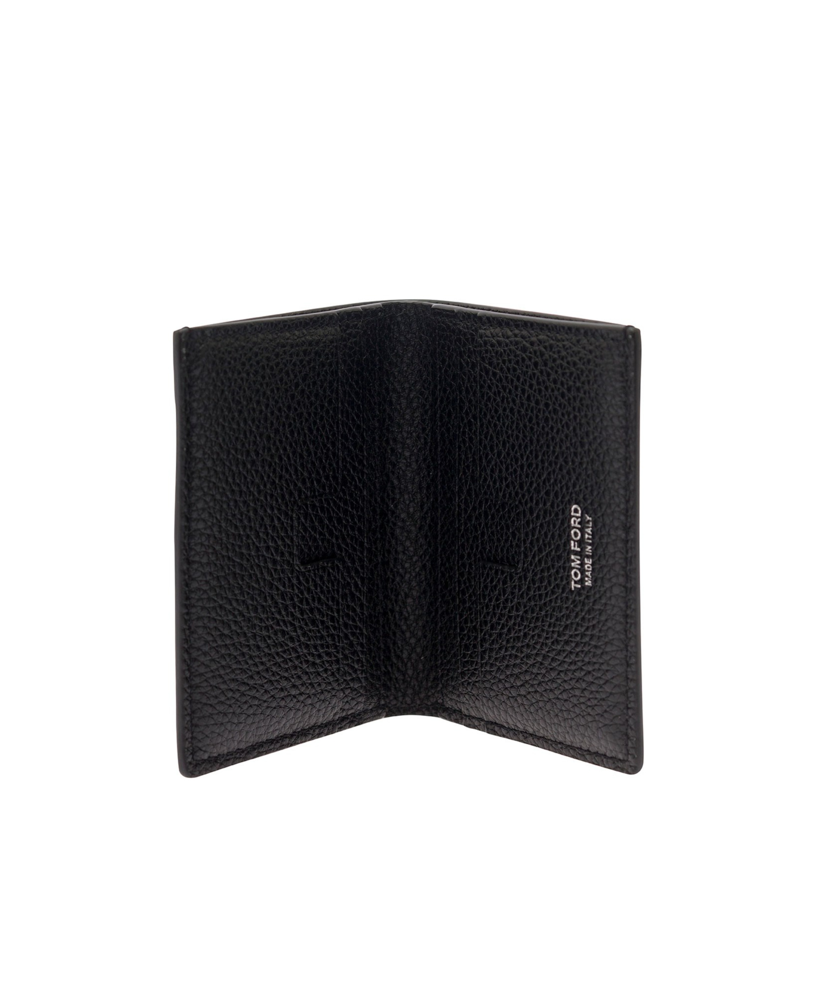 Tom Ford Black Soft Grain Leather T Line Passport Holder In Black